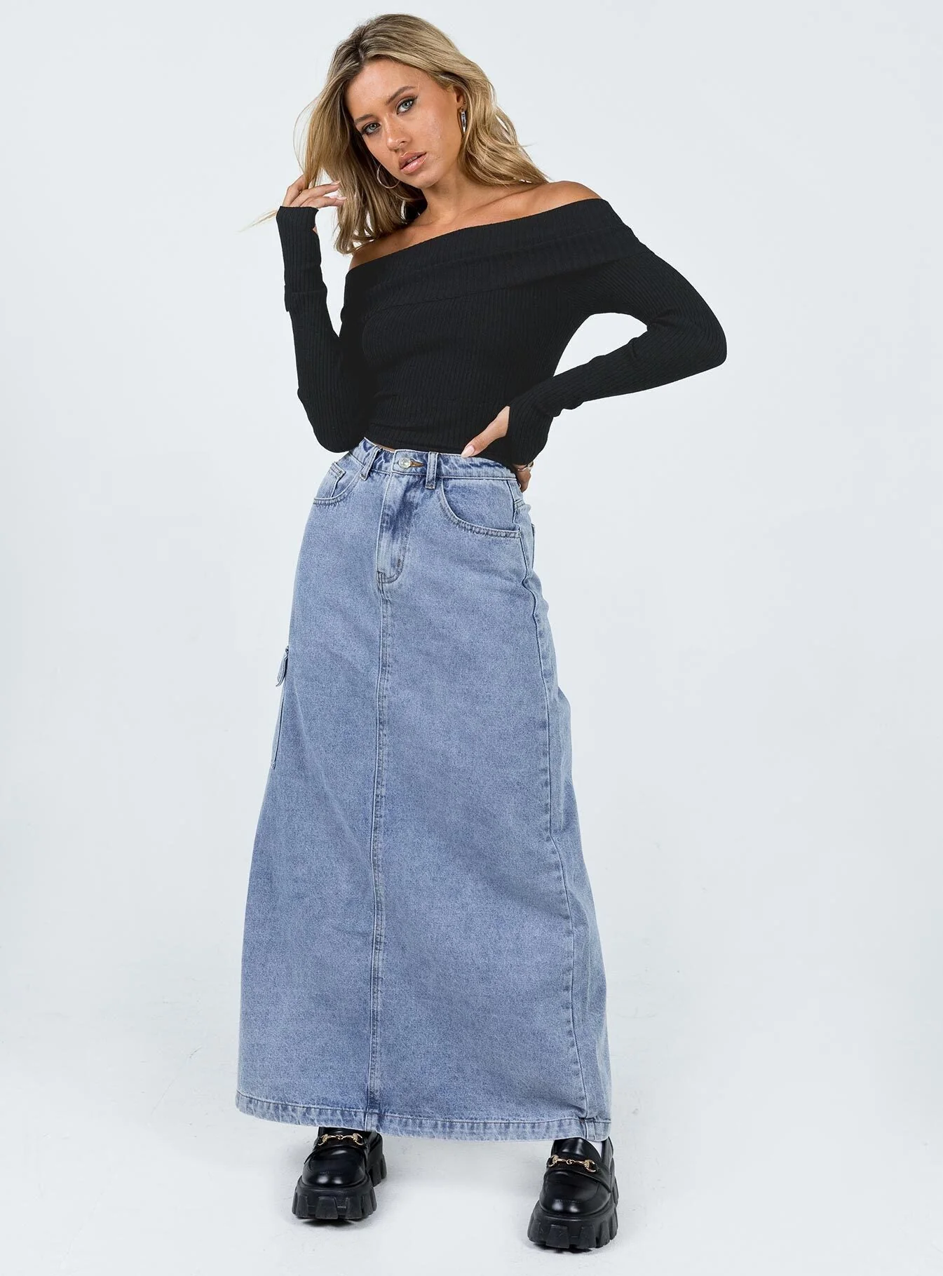 Morley Off Shoulder Sweater Black - Image 3
