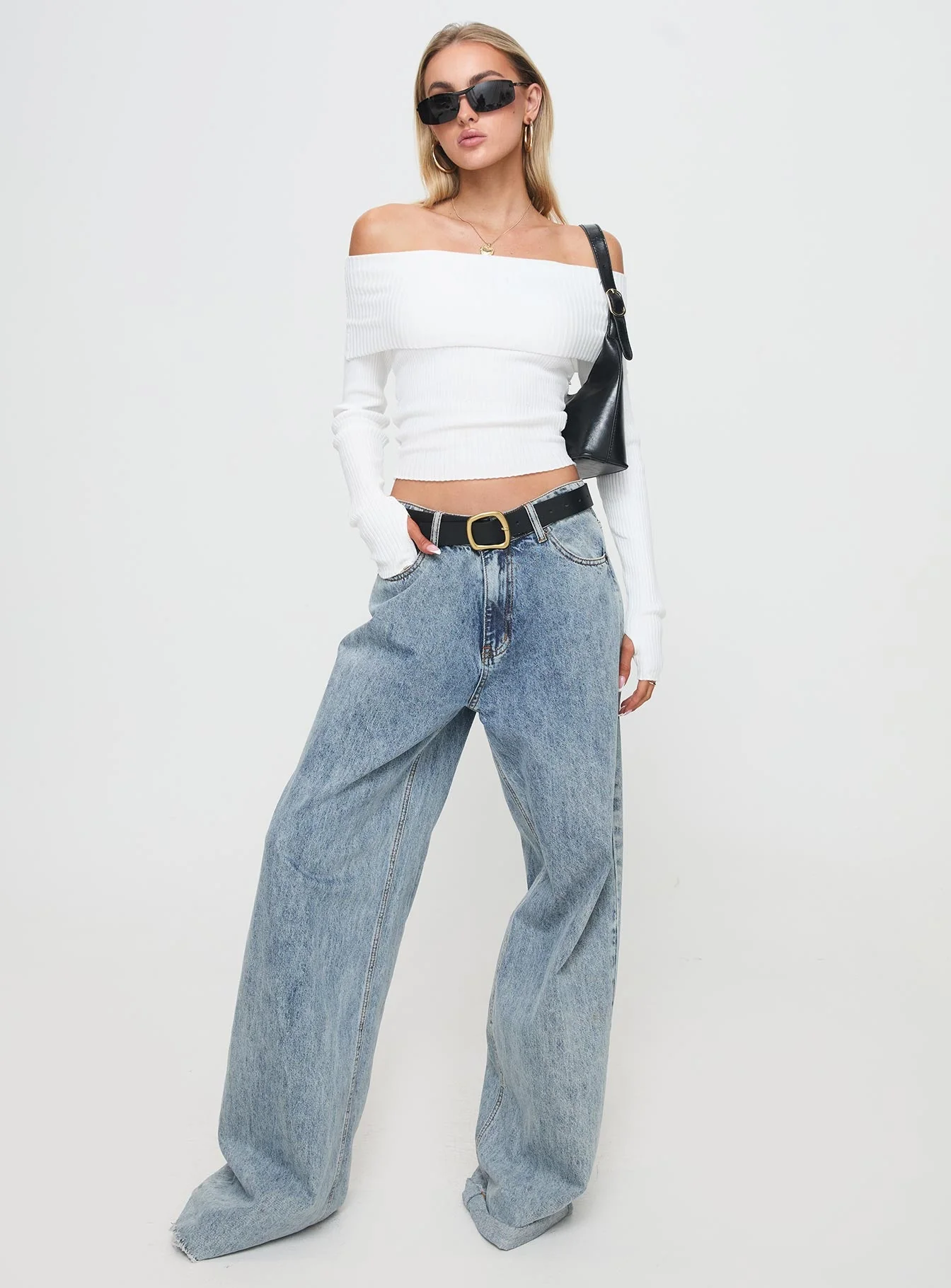 Morley Off Shoulder Sweater White - Image 3