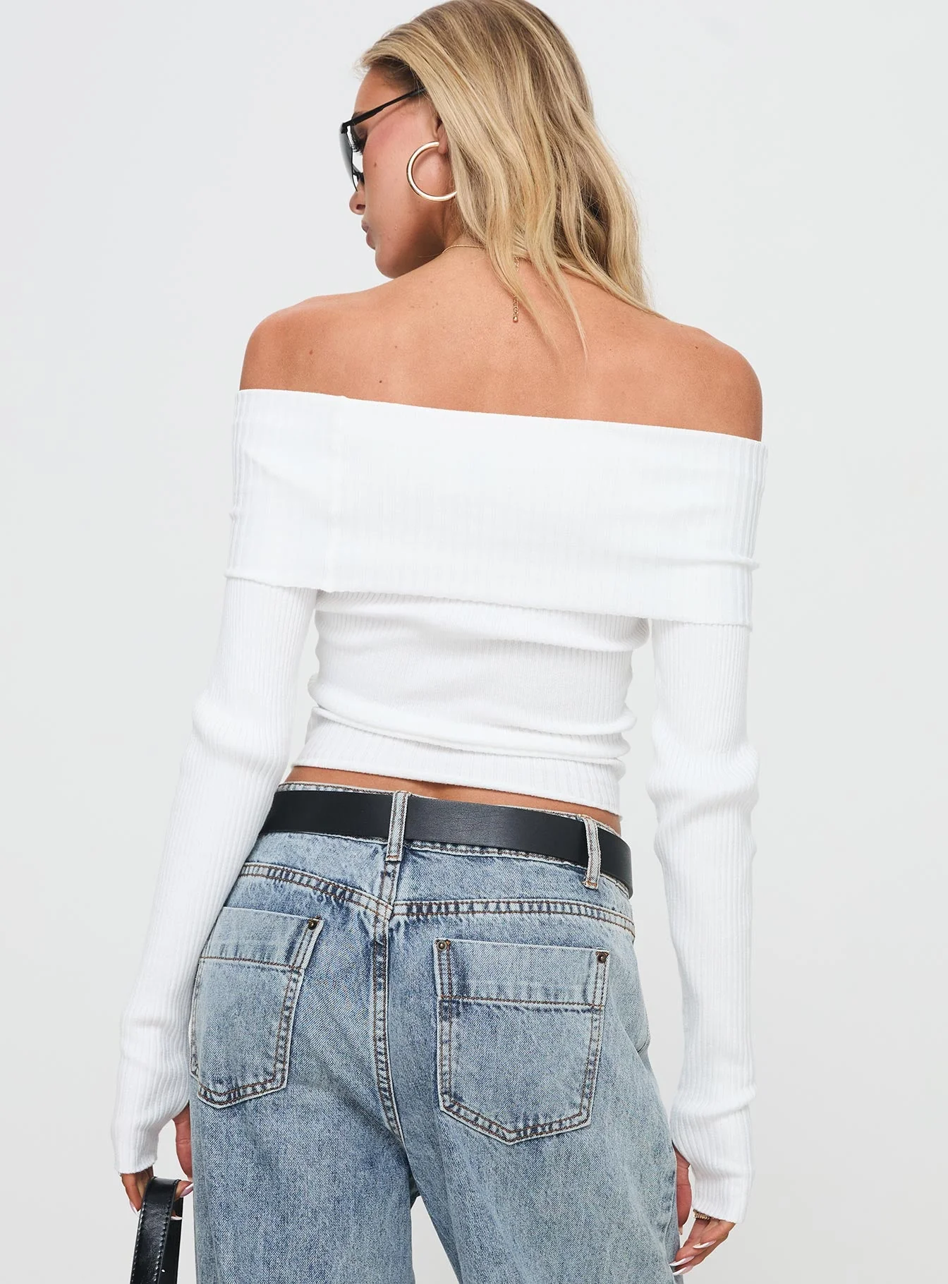 Morley Off Shoulder Sweater White - Image 5