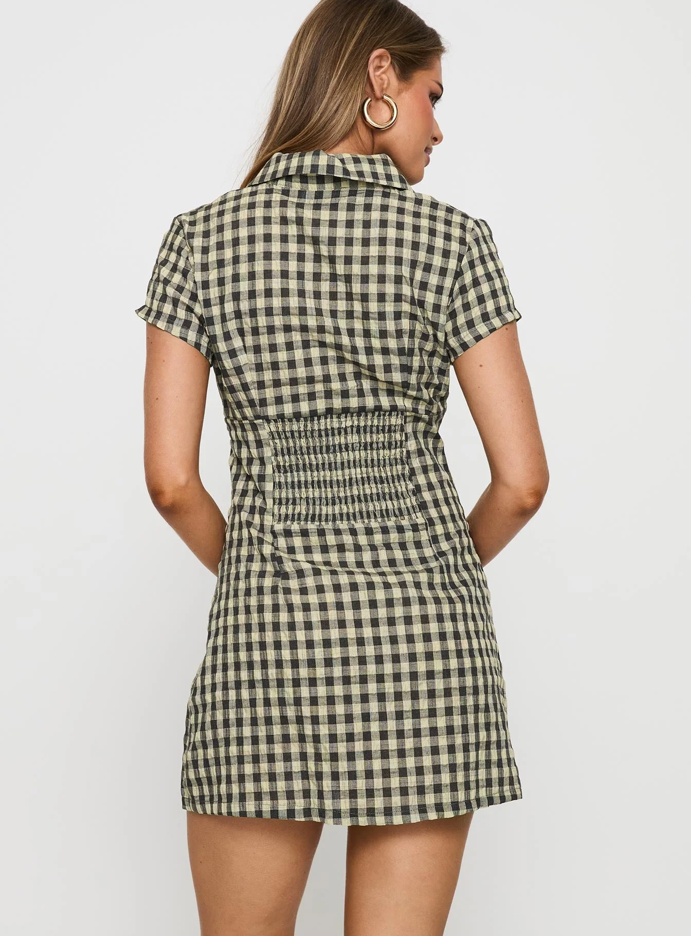 Motley Mini Dress Brown Check - Image 5