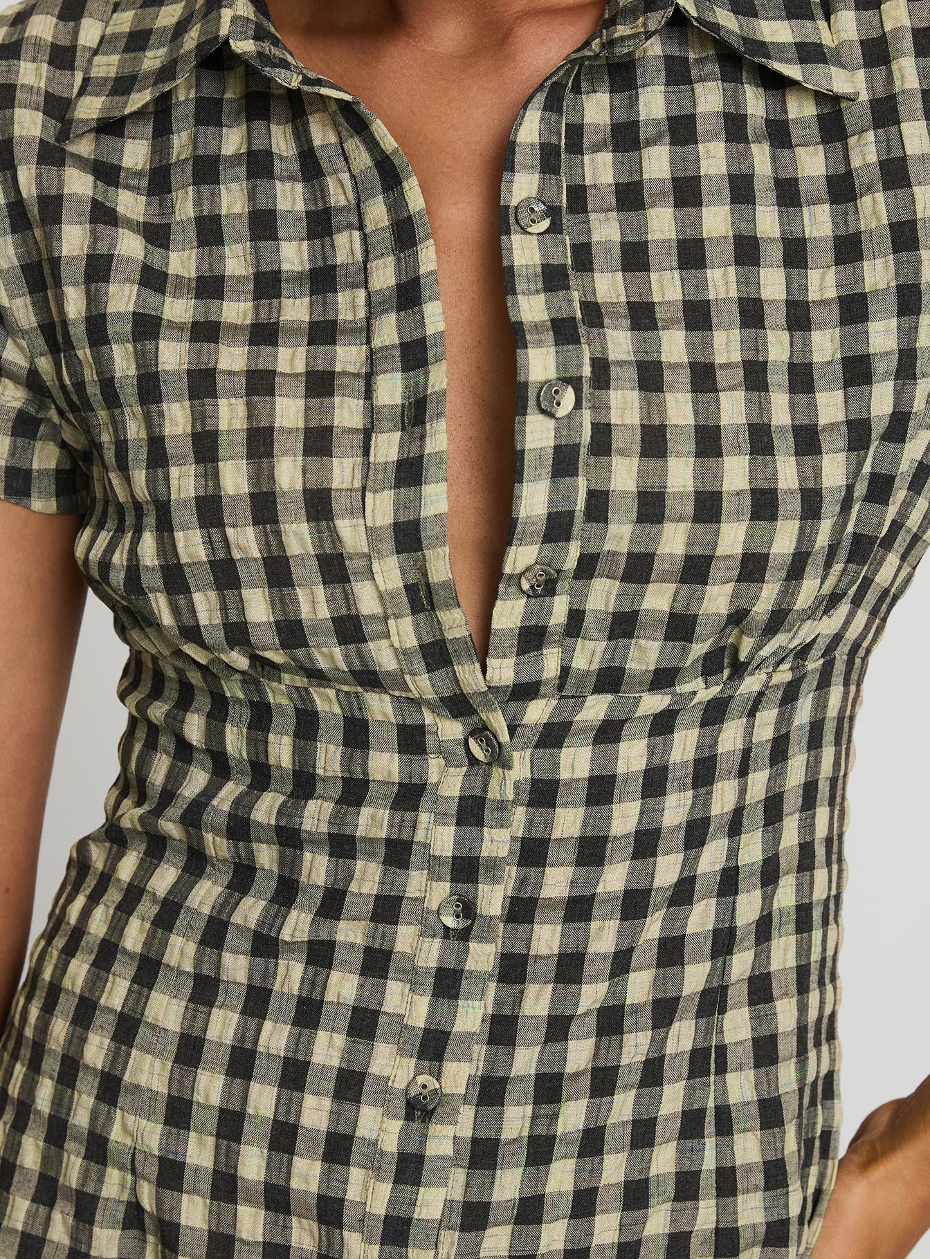 Motley Mini Dress Brown Check - Image 6