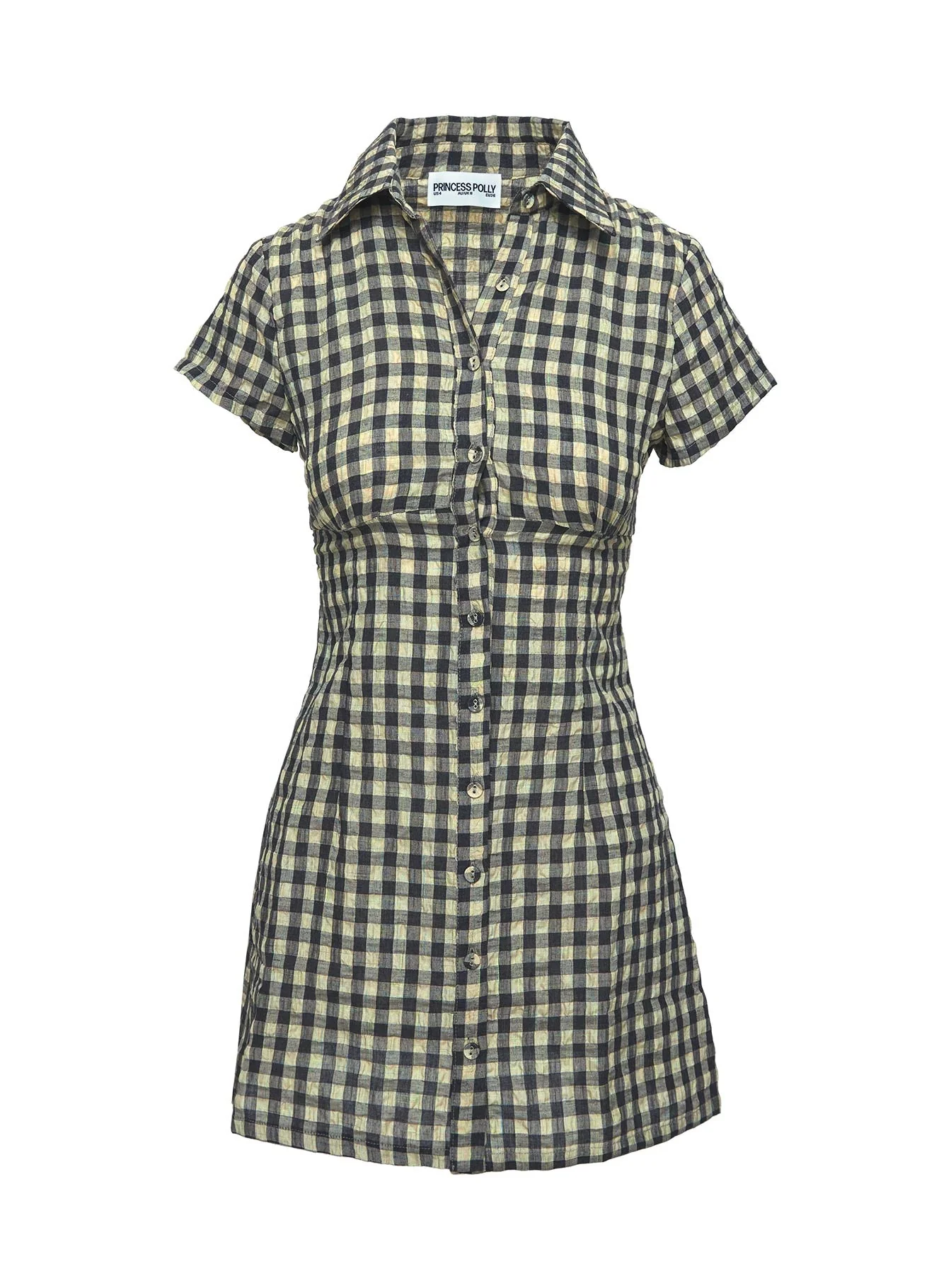 Motley Mini Dress Brown Check Petite - Image 5