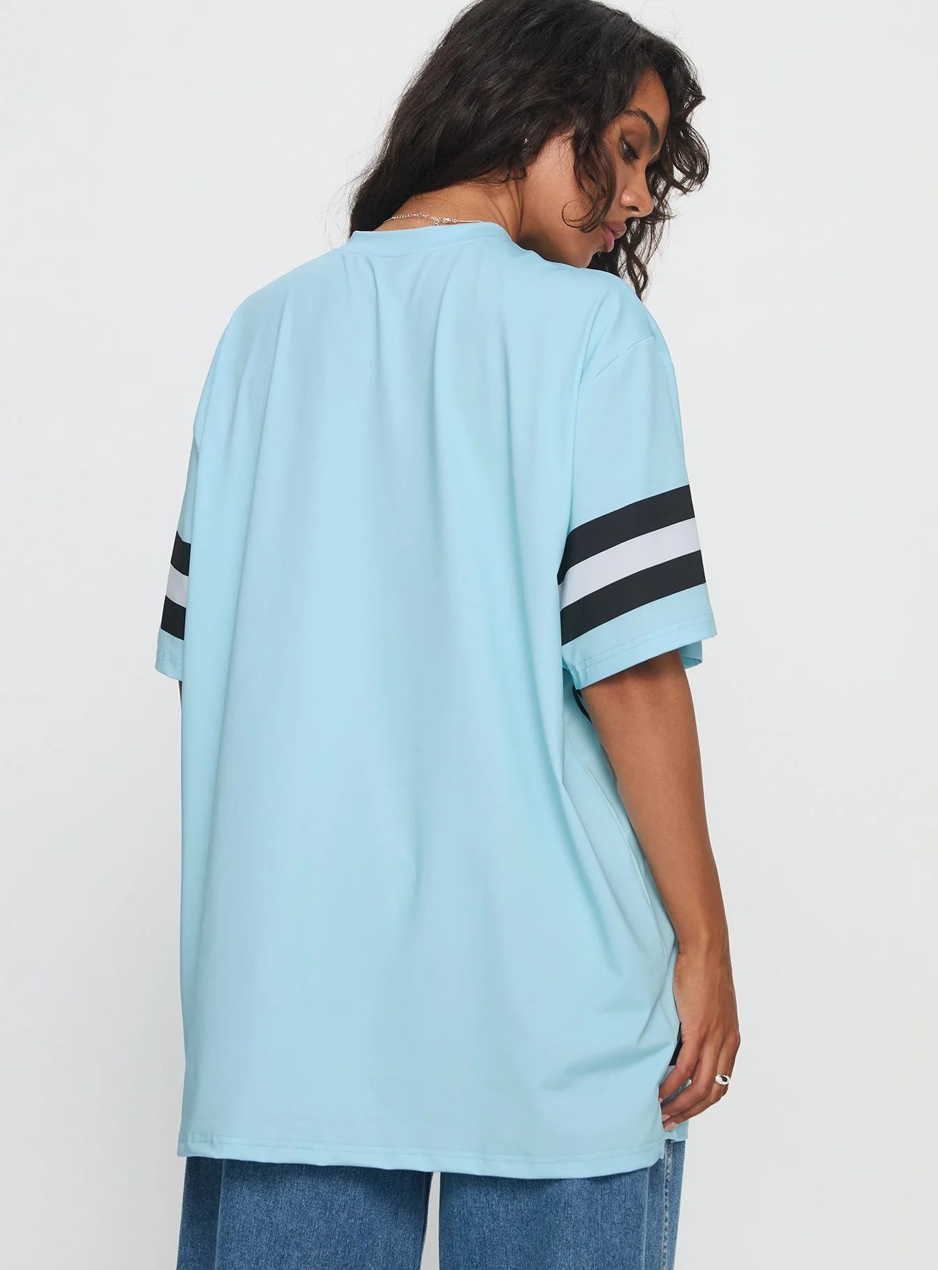 Moto Speedster Oversized Graphic Top Blue - Image 4