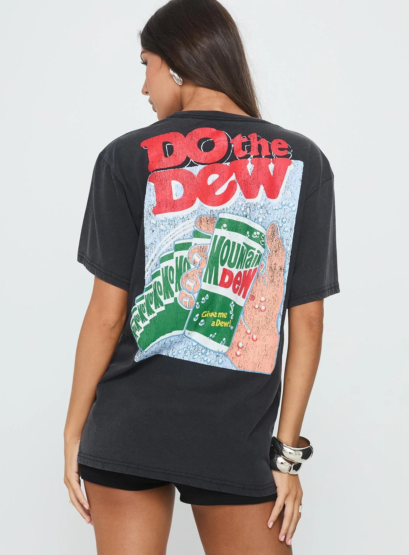 Mountain Dew Oversized Graphic Tee Black - Image 5