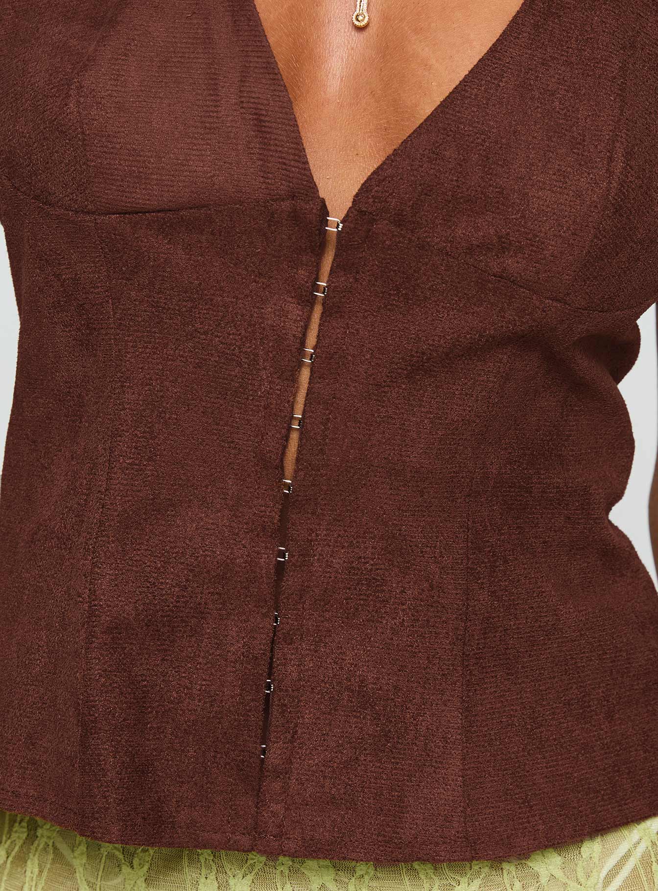 Movie Stars Faux Suede Halter Top Brown - Image 6