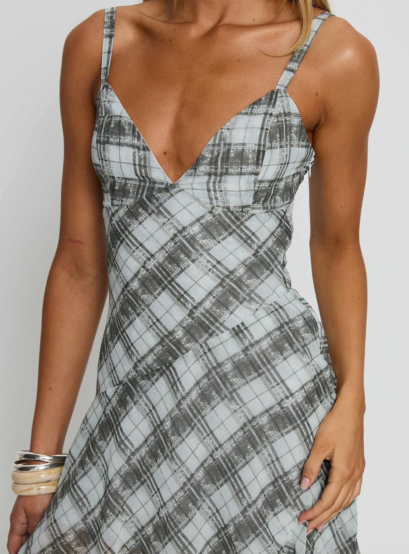 Murisa Asymmetrical Midi Dress Multi Check - Image 6