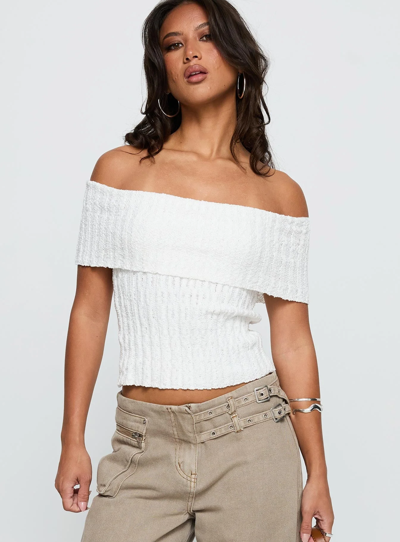 Murmur Off Shoulder Top White - Image 2