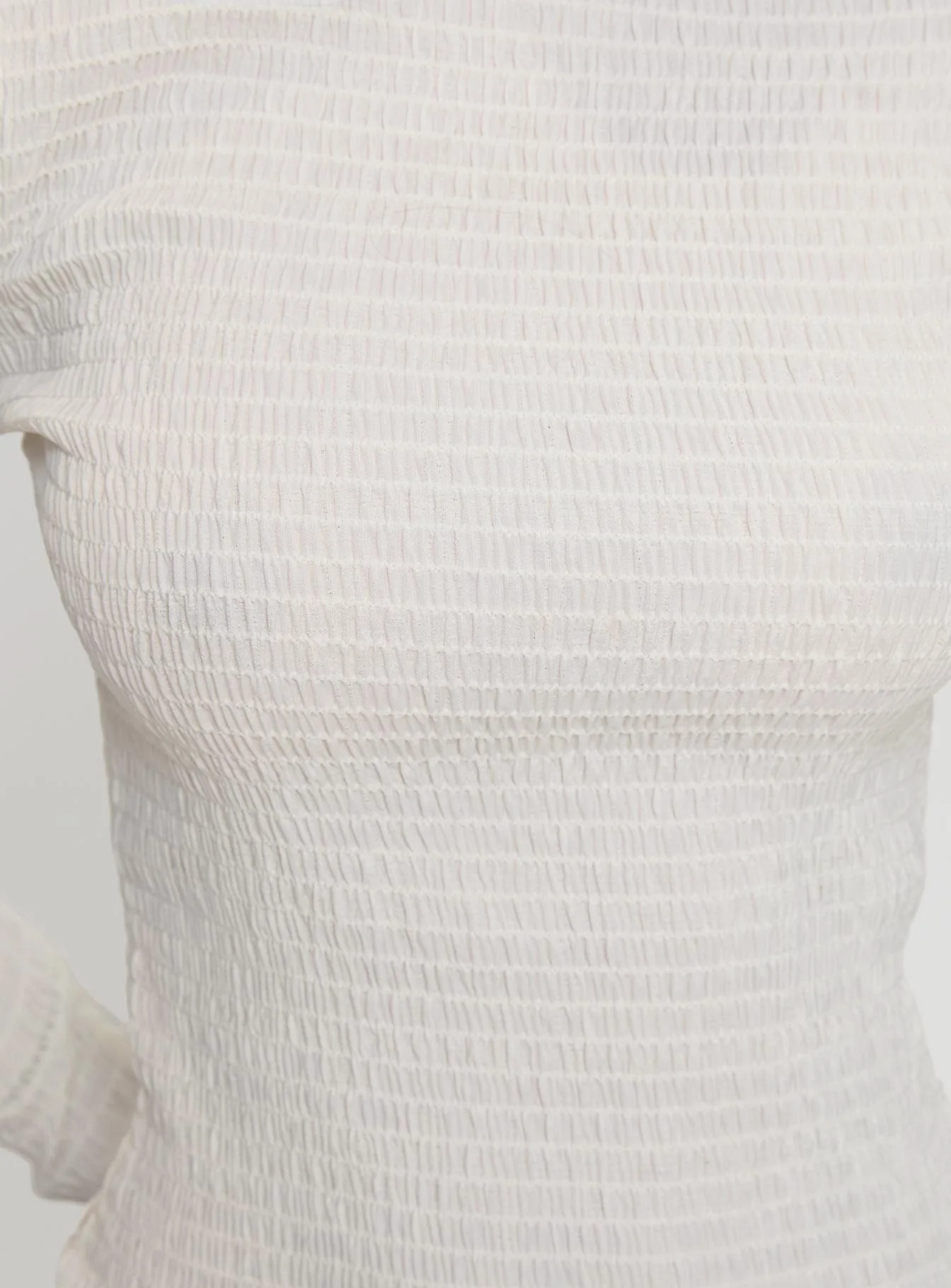 Murphey Ruched Long Sleeve Top Cream - Image 6