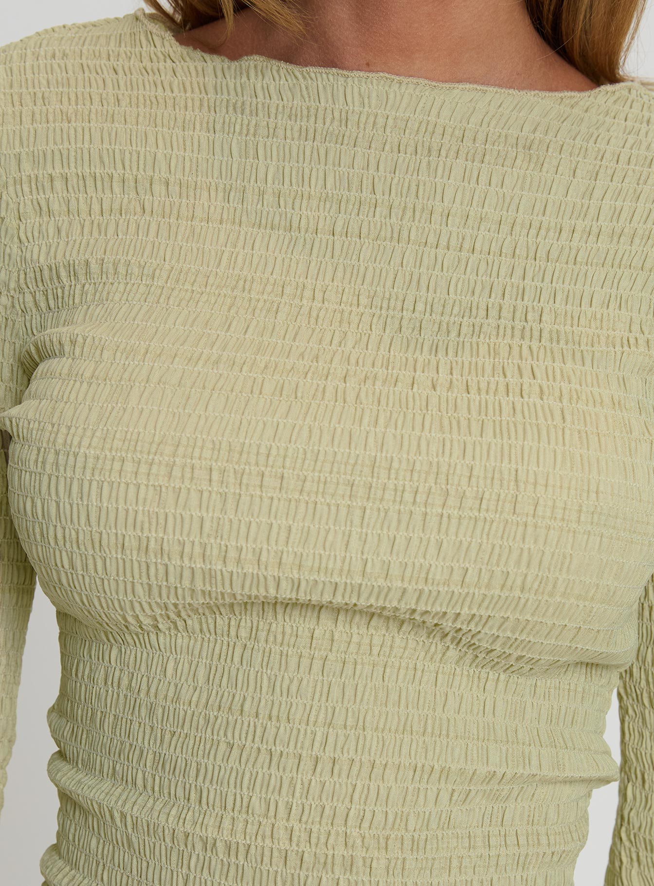 Murphey Ruched Long Sleeve Top Green - Image 5