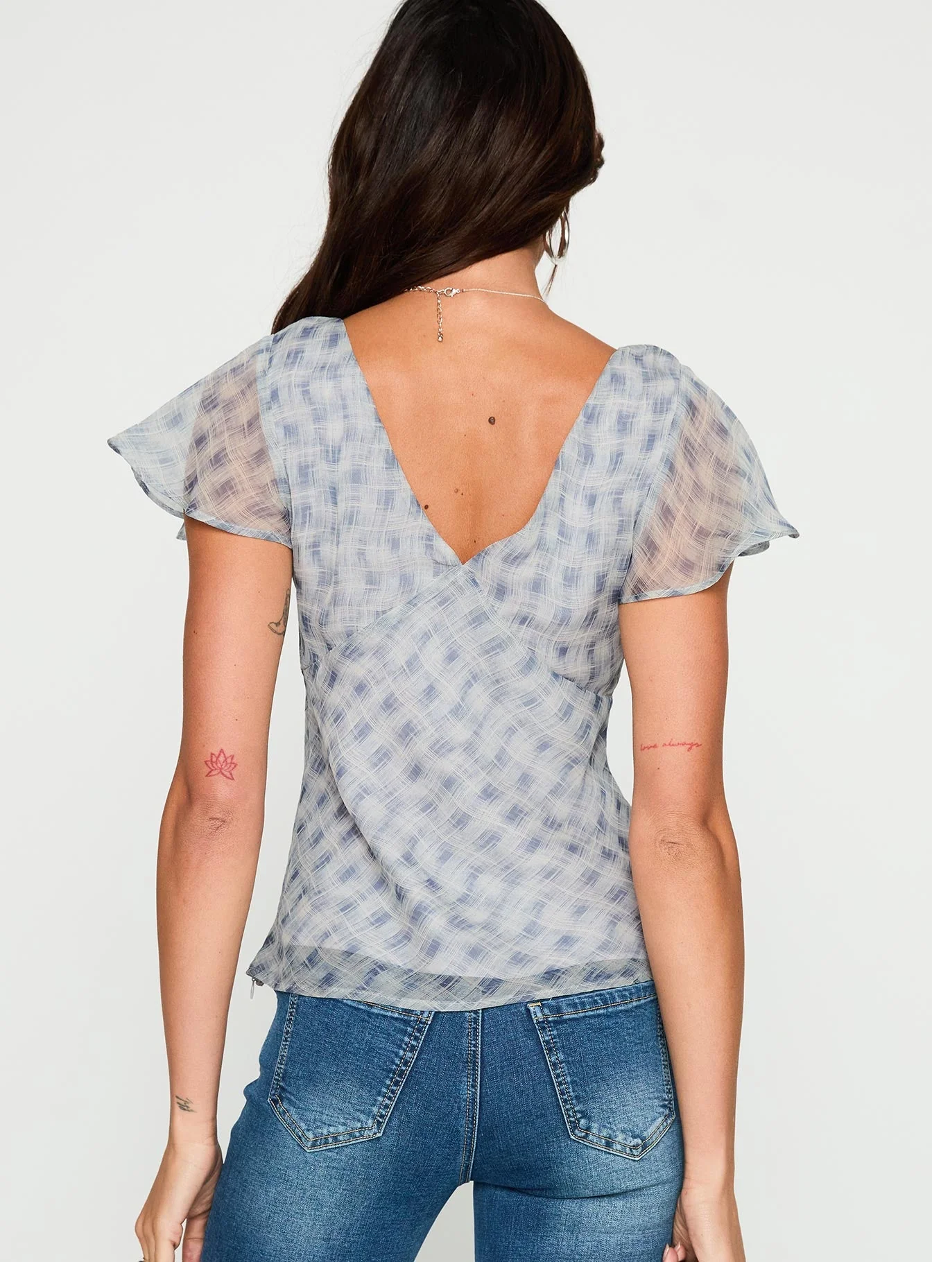 My Last Love Top Blue Check - Image 4
