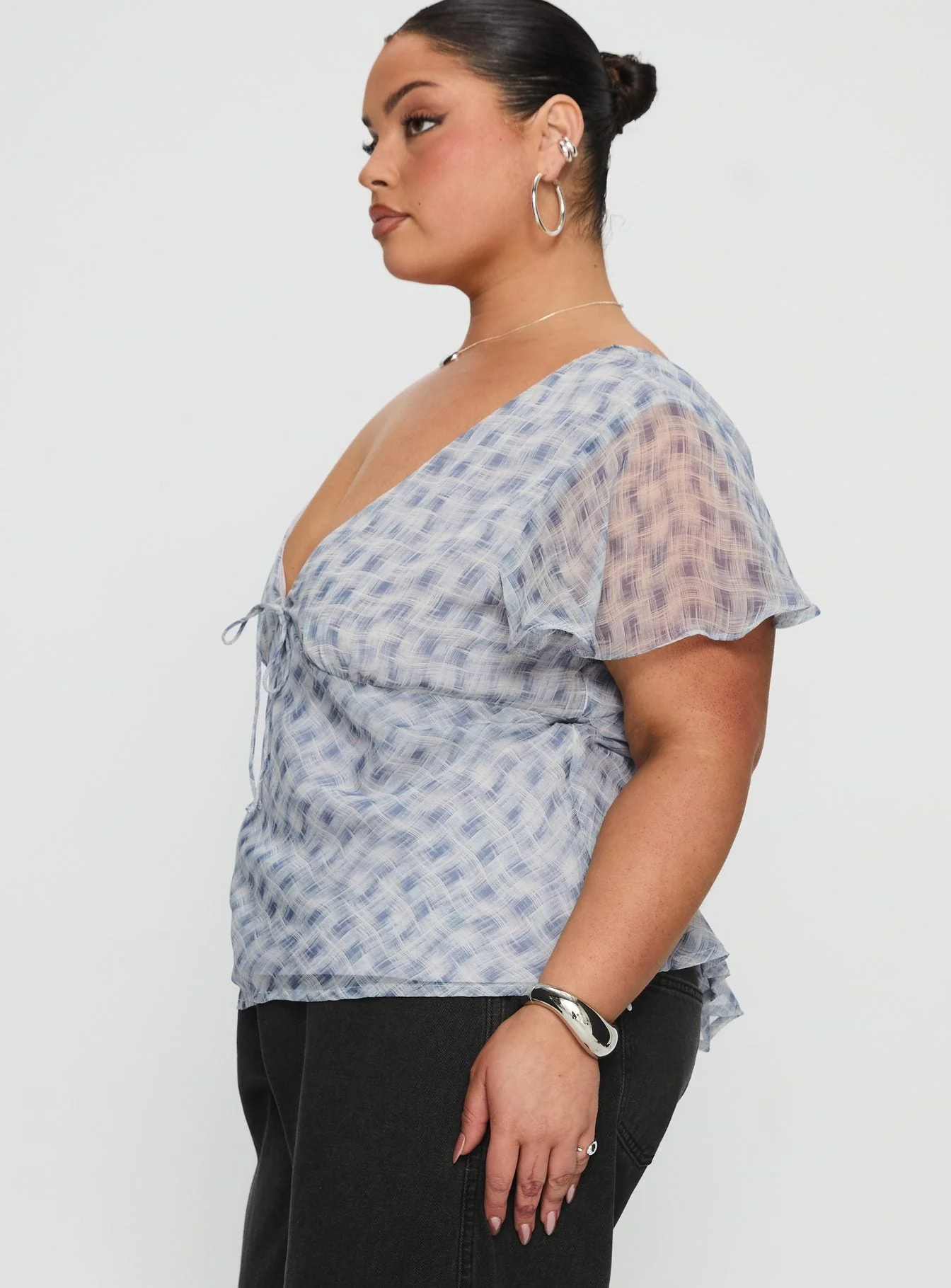 My Last Love Top Blue Check Curve - Image 3