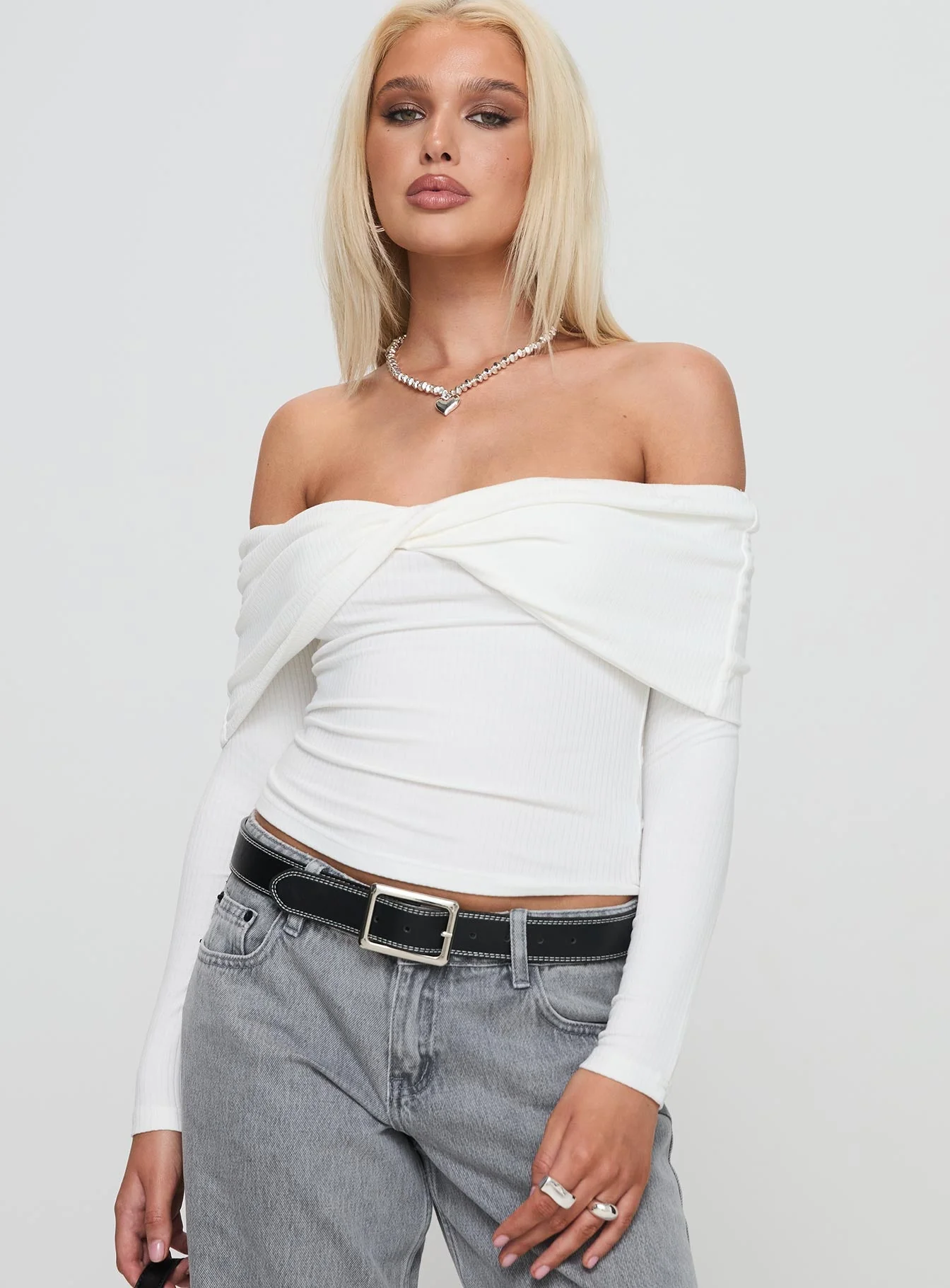 Myrina Long Sleeve Top White - Image 2