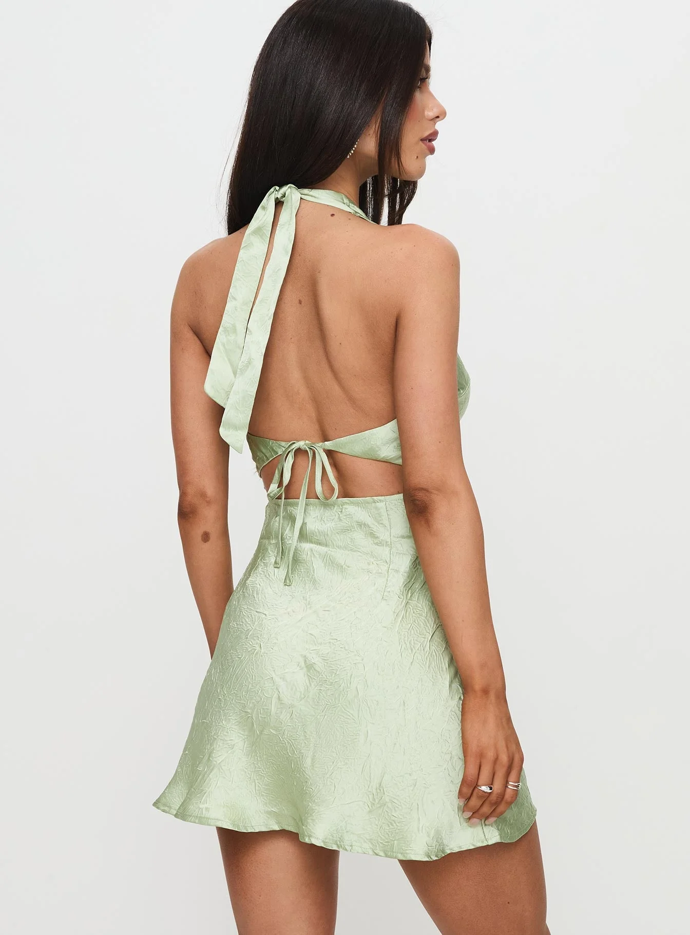 Mysteria Halter Mini Dress Green - Image 5