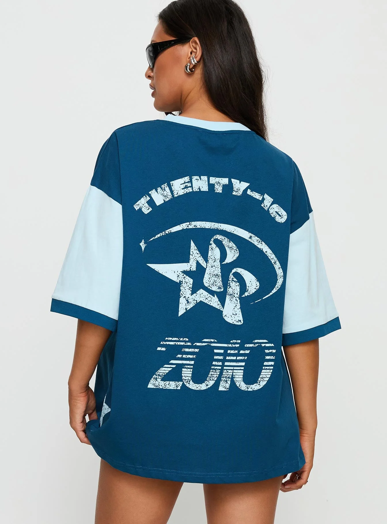 Nachell Short Sleeve Moto Top Blue - Image 5