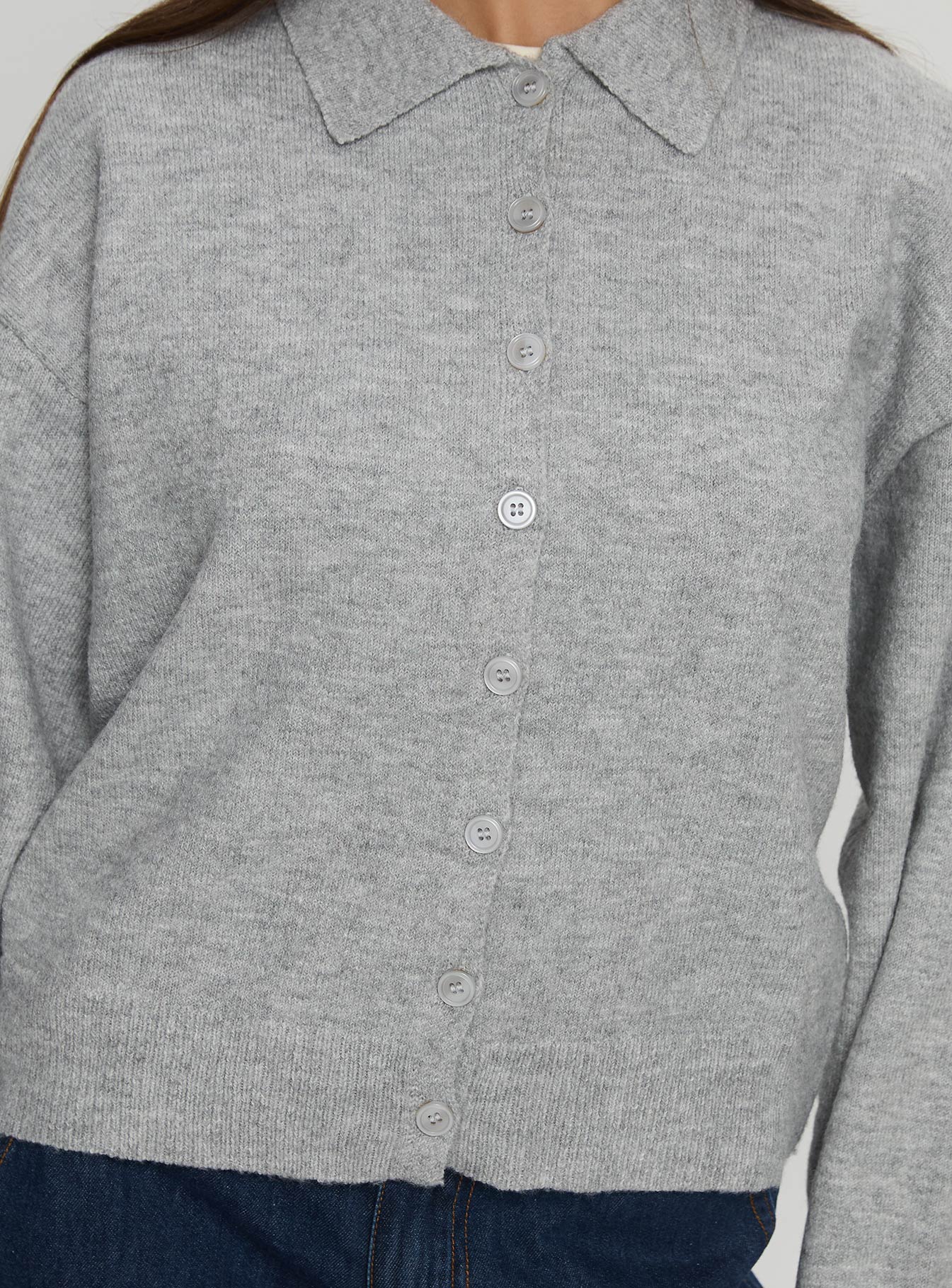 Nadyna Collared Cardigan Grey Marle - Image 6