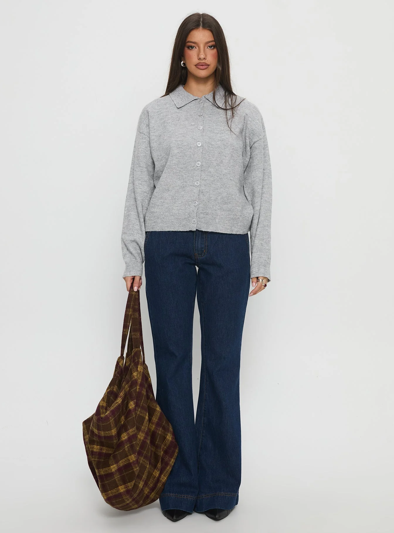 Nadyna Collared Cardigan Grey Marle - Image 7
