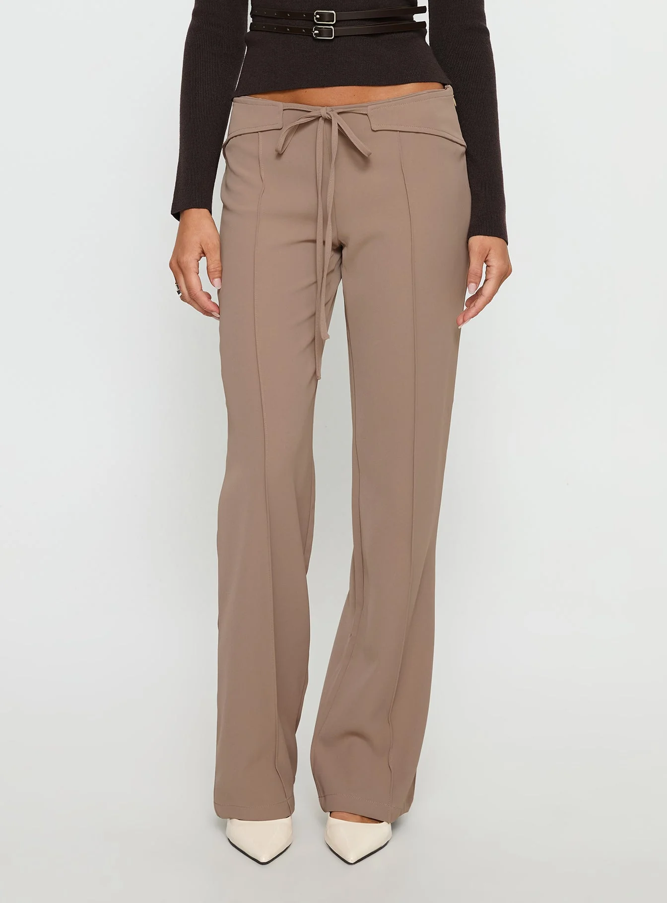 Narratives Wrap Tie Trouser Pant Taupe - Image 2