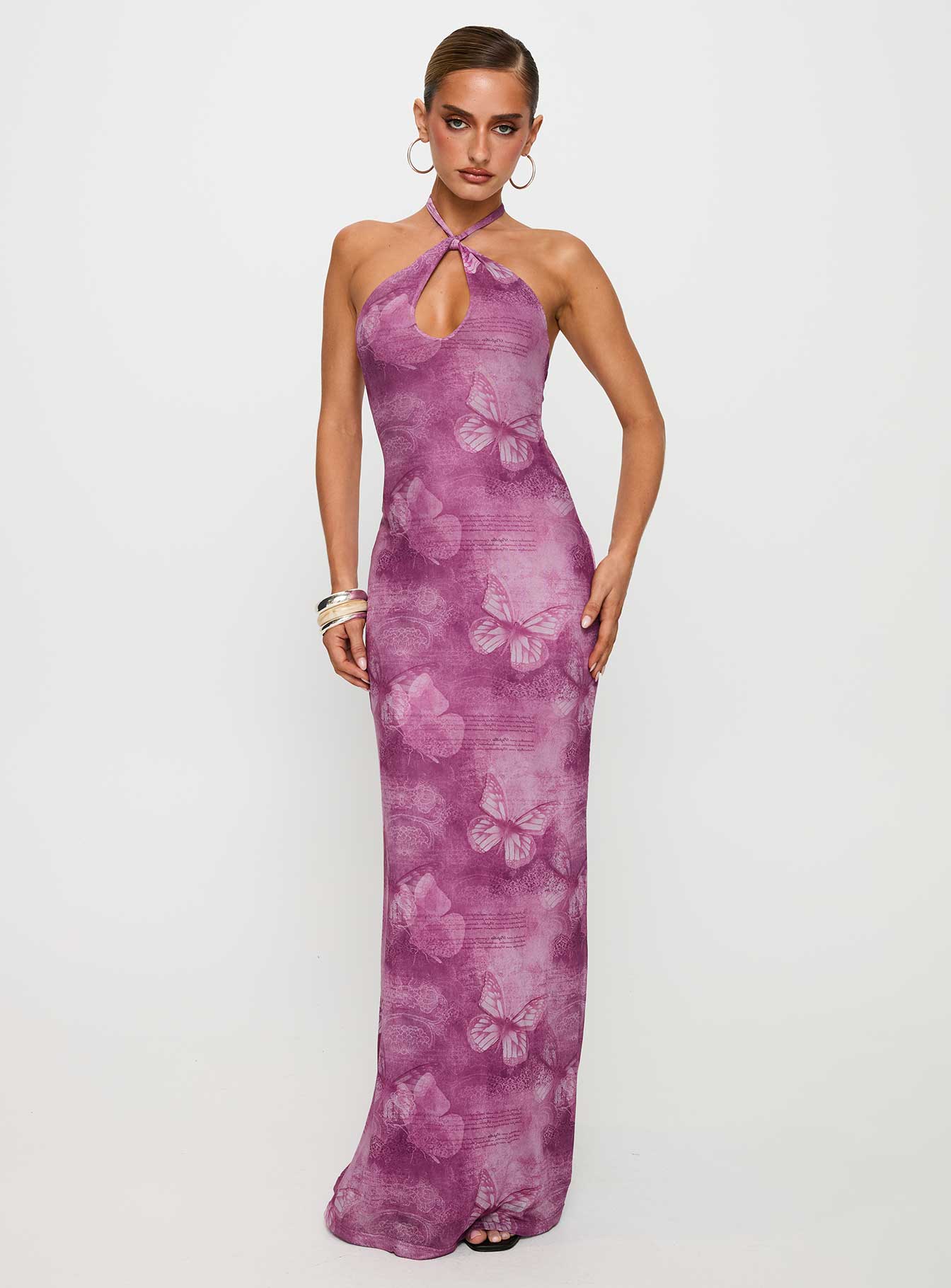 Nathaleia Halter Maxi Dress Purple - Image 3