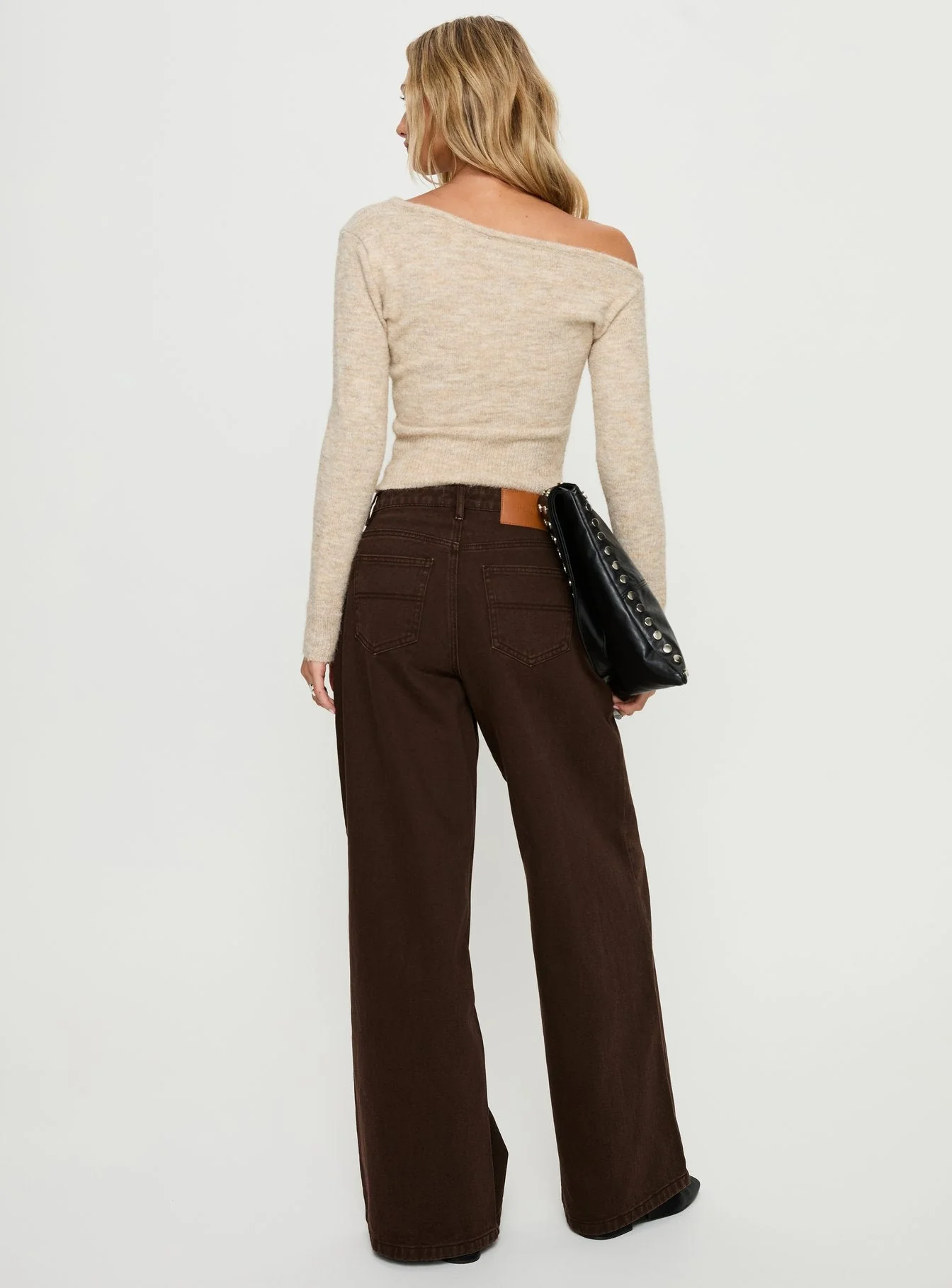 Naylor Mid Rise Wide Leg Jeans Brown - Image 5