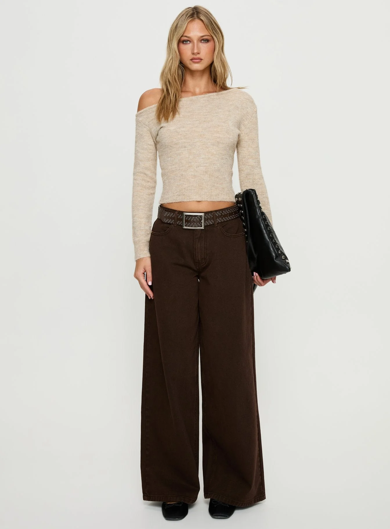 Naylor Mid Rise Wide Leg Jeans Brown - Image 7