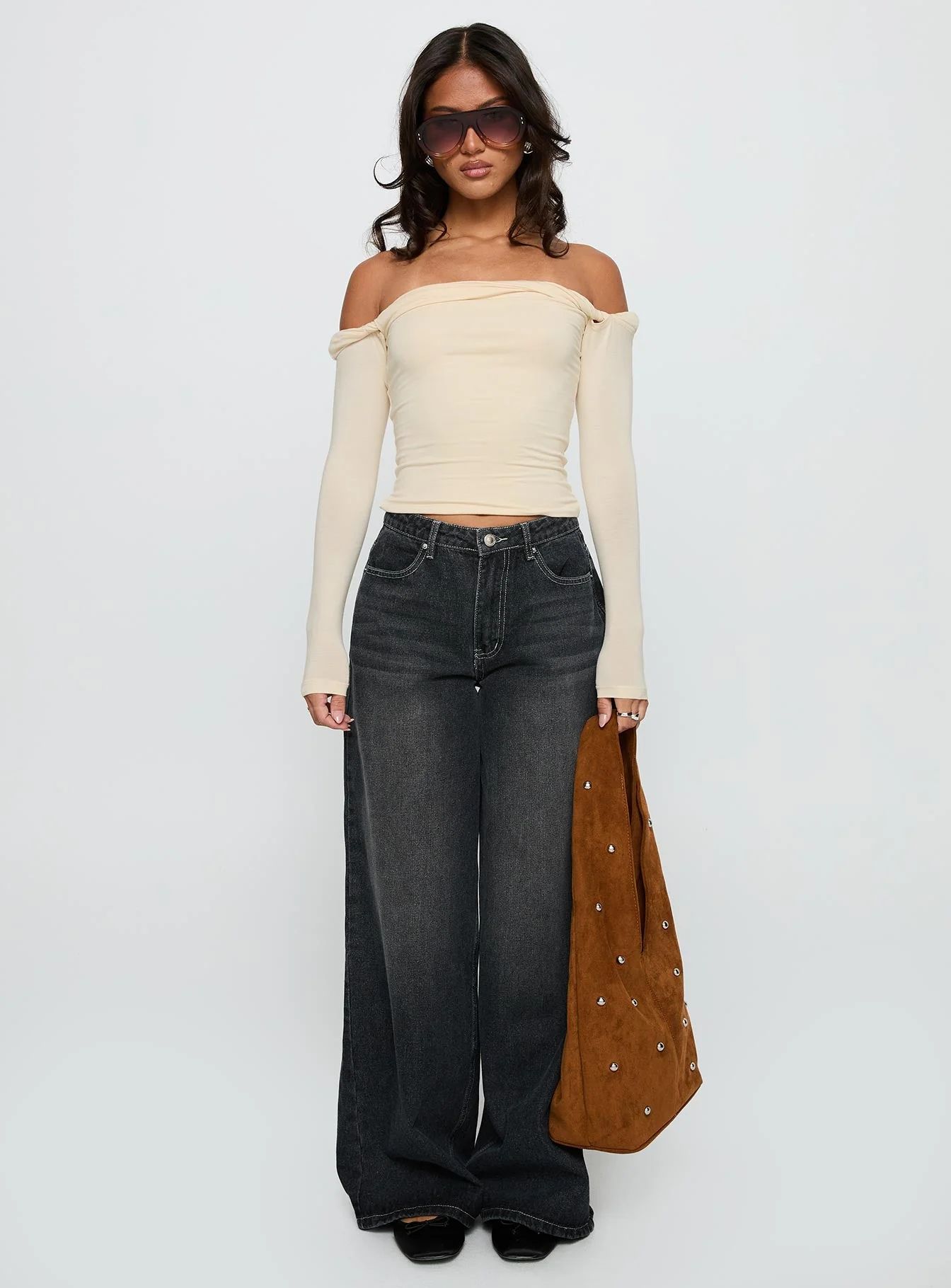 Naylor Wide Leg Jeans Grey Wash - Image 7