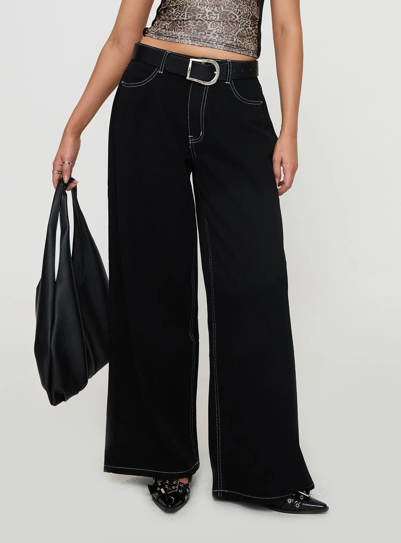 Naylor Wide Leg Jeans Mid Black - Image 2