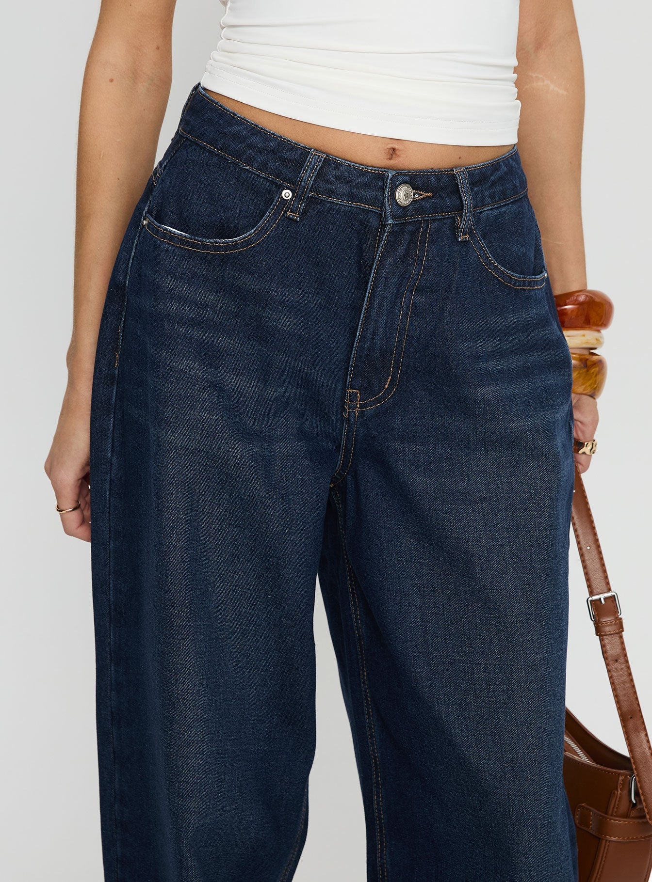 Naylor Mid Rise Wide Leg Jeans Mid Blue Denim Tall - Image 6
