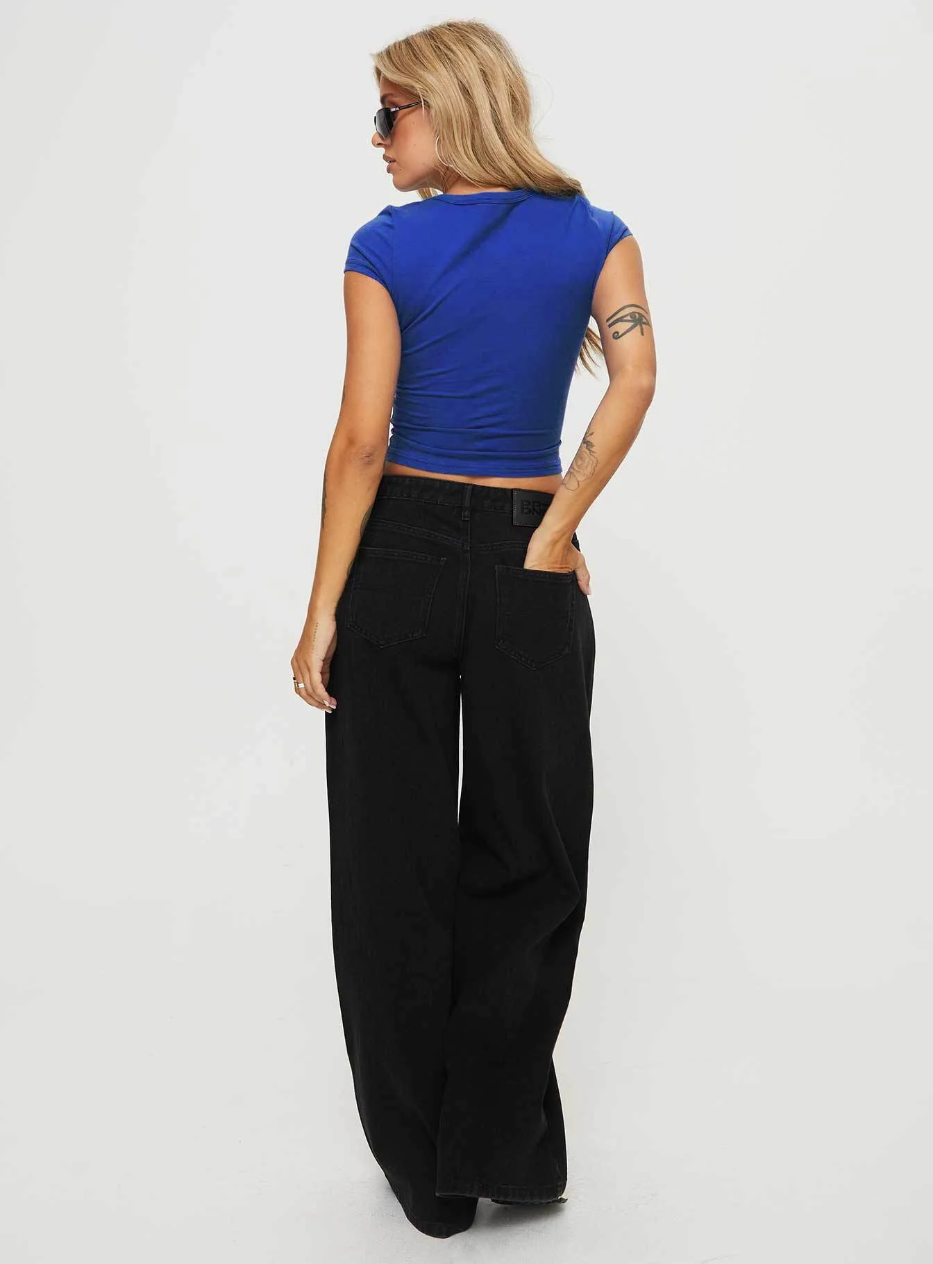 Naylor Mid Rise Wide Leg Jeans Washed Black Tall - Image 5