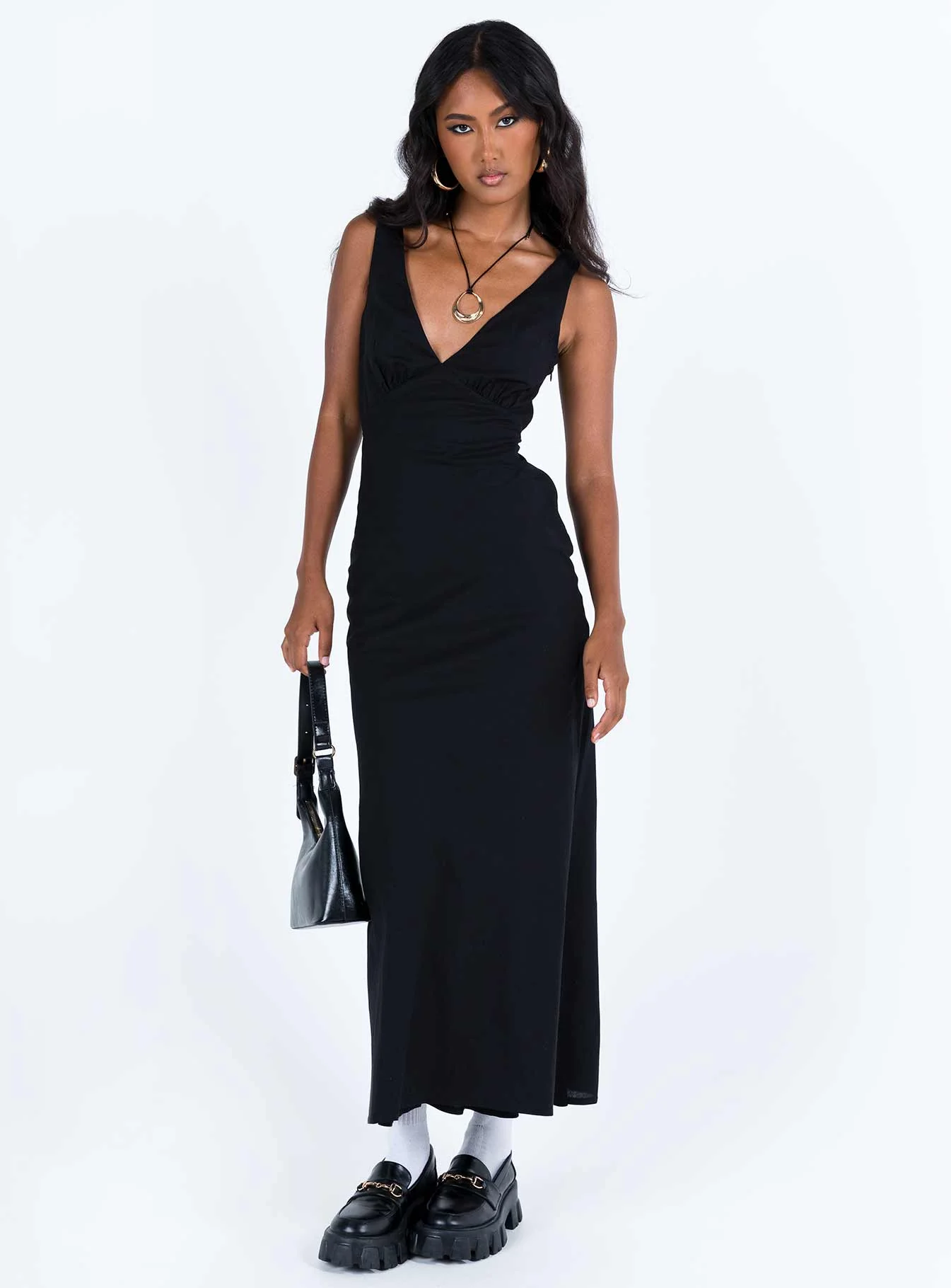Nellie Maxi Dress Black Linen - Image 2