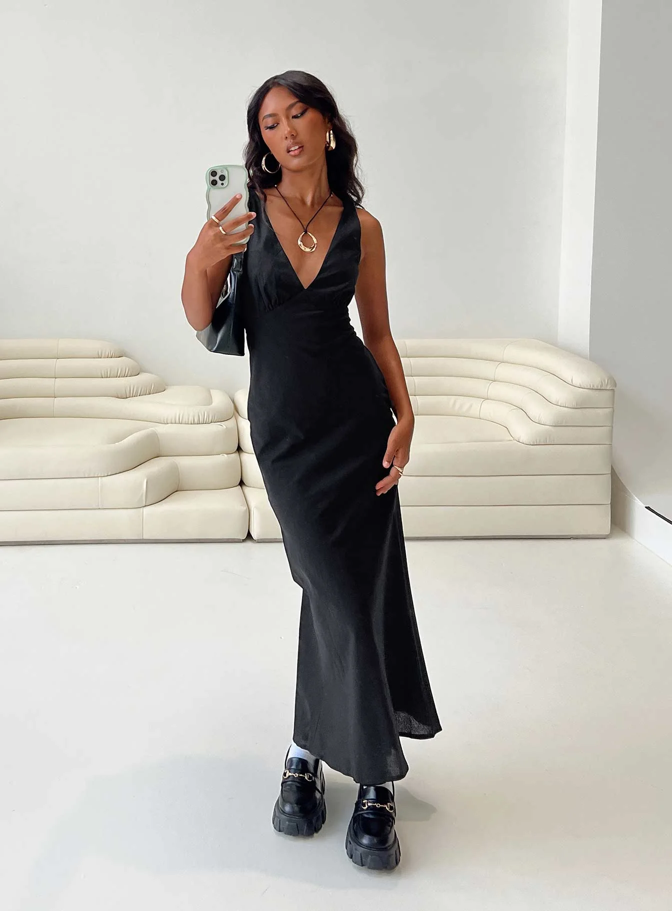 Nellie Maxi Dress Black Linen - Image 7