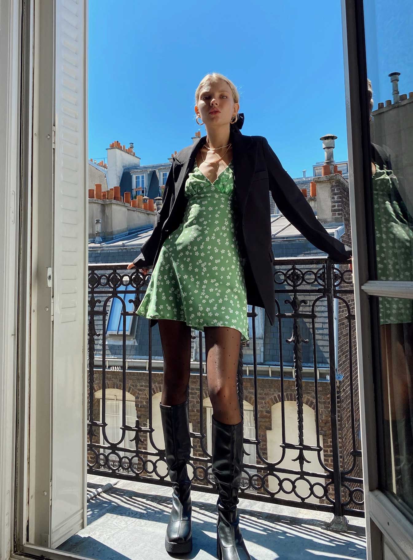 Nellie Mini Dress Sage Floral - Image 7