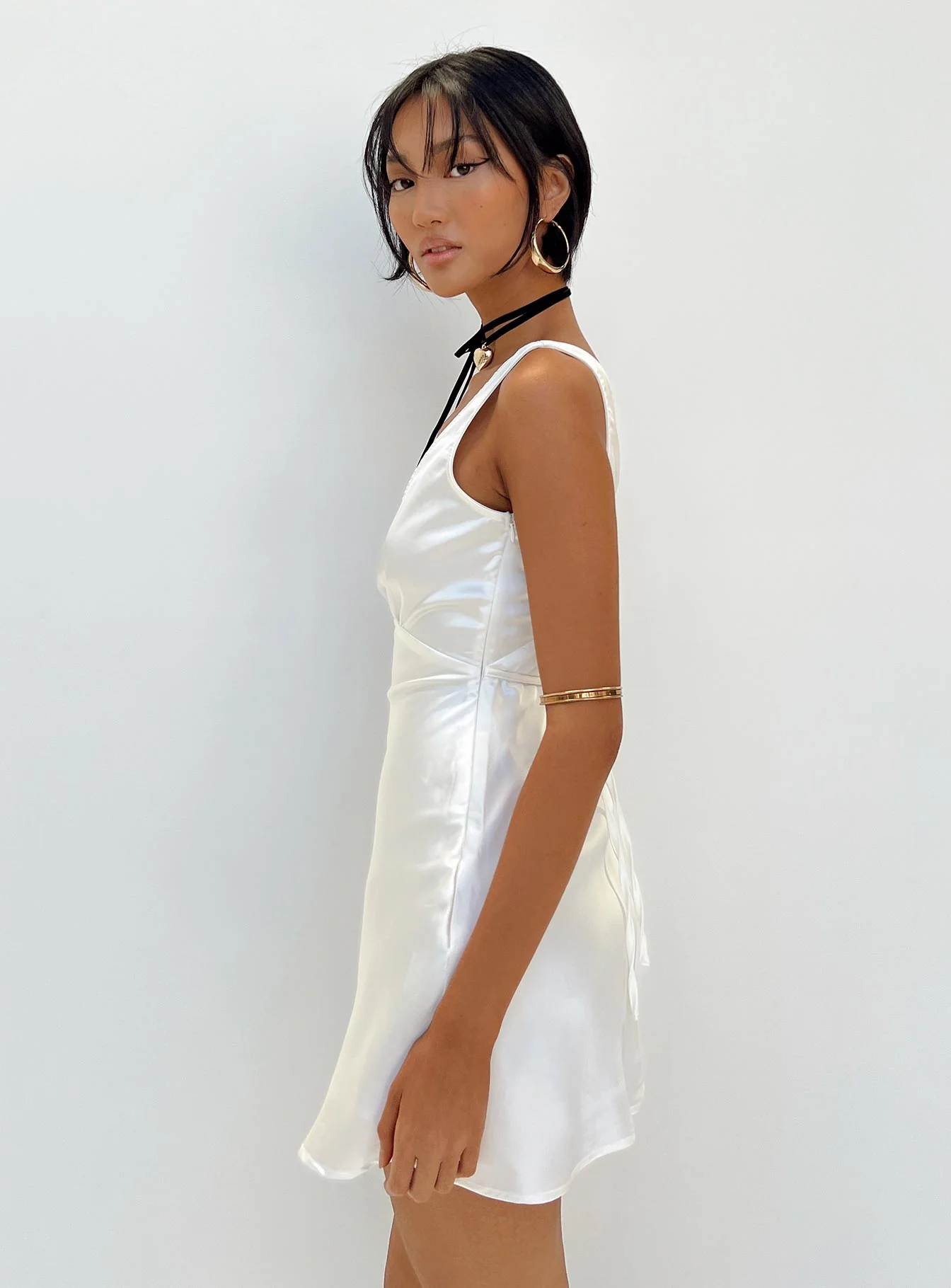 Nellie Mini Dress White Satin - Image 5