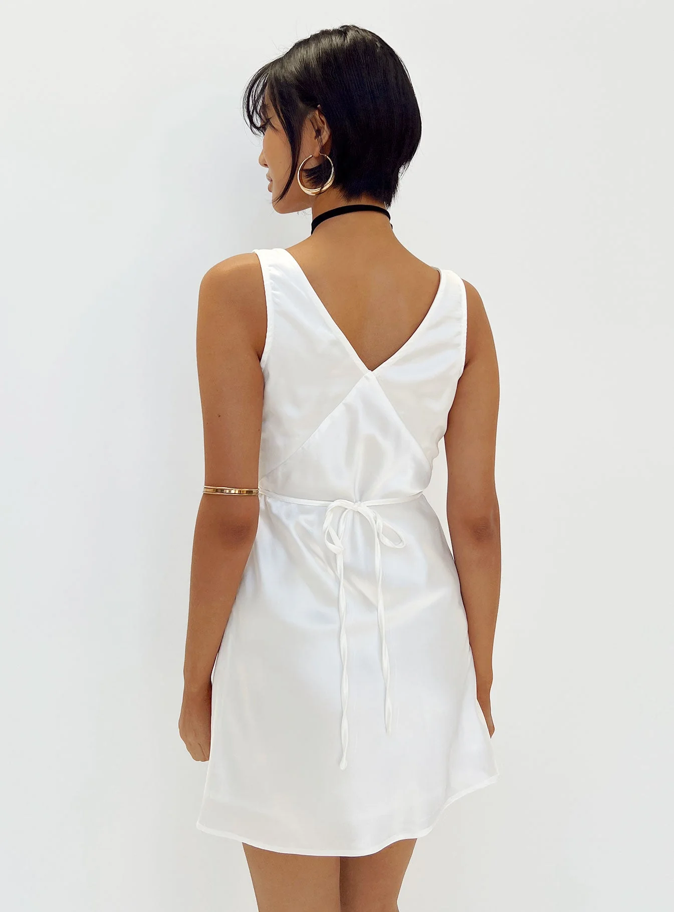 Nellie Mini Dress White Satin - Image 6