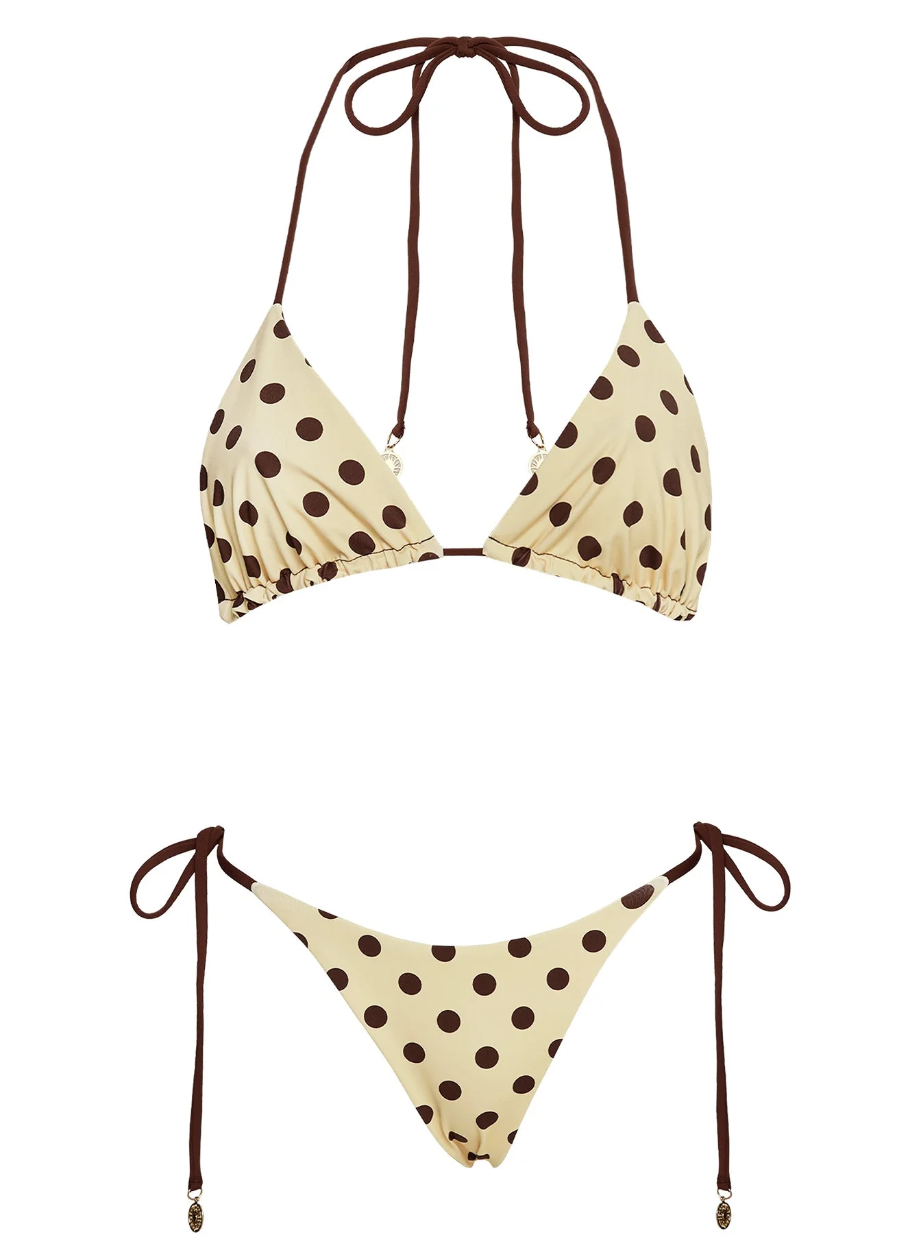 Nevaeh Reversible Triangle Bikini Top Yellow Polka Dot - Image 7