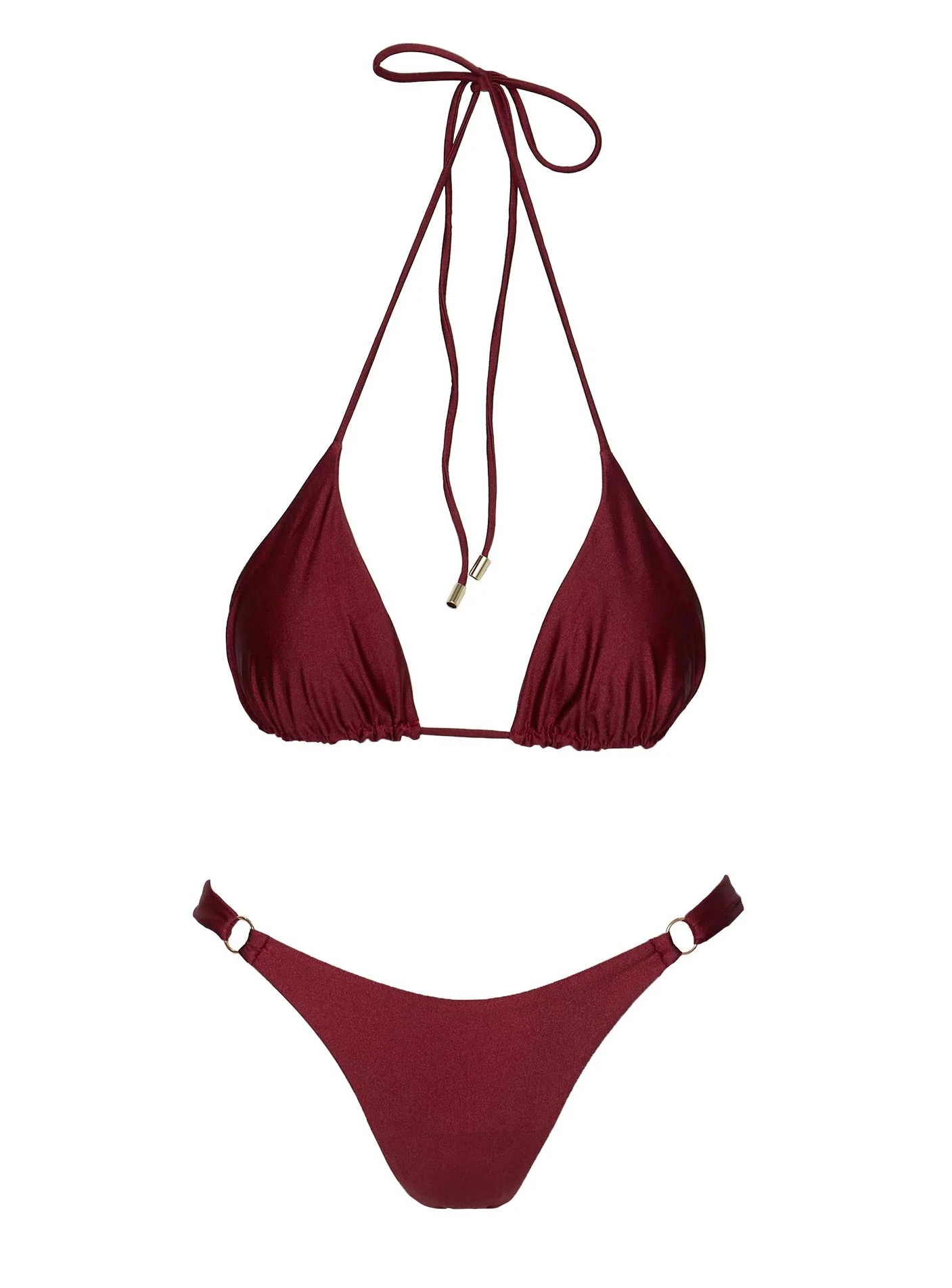 Nevaeh Shine Triangle Bikini Top Burgundy - Image 5
