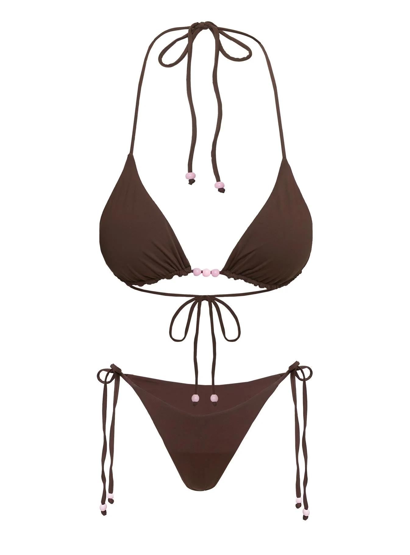Nevaeh Beaded Triangle Bikini Top Brown - Image 5