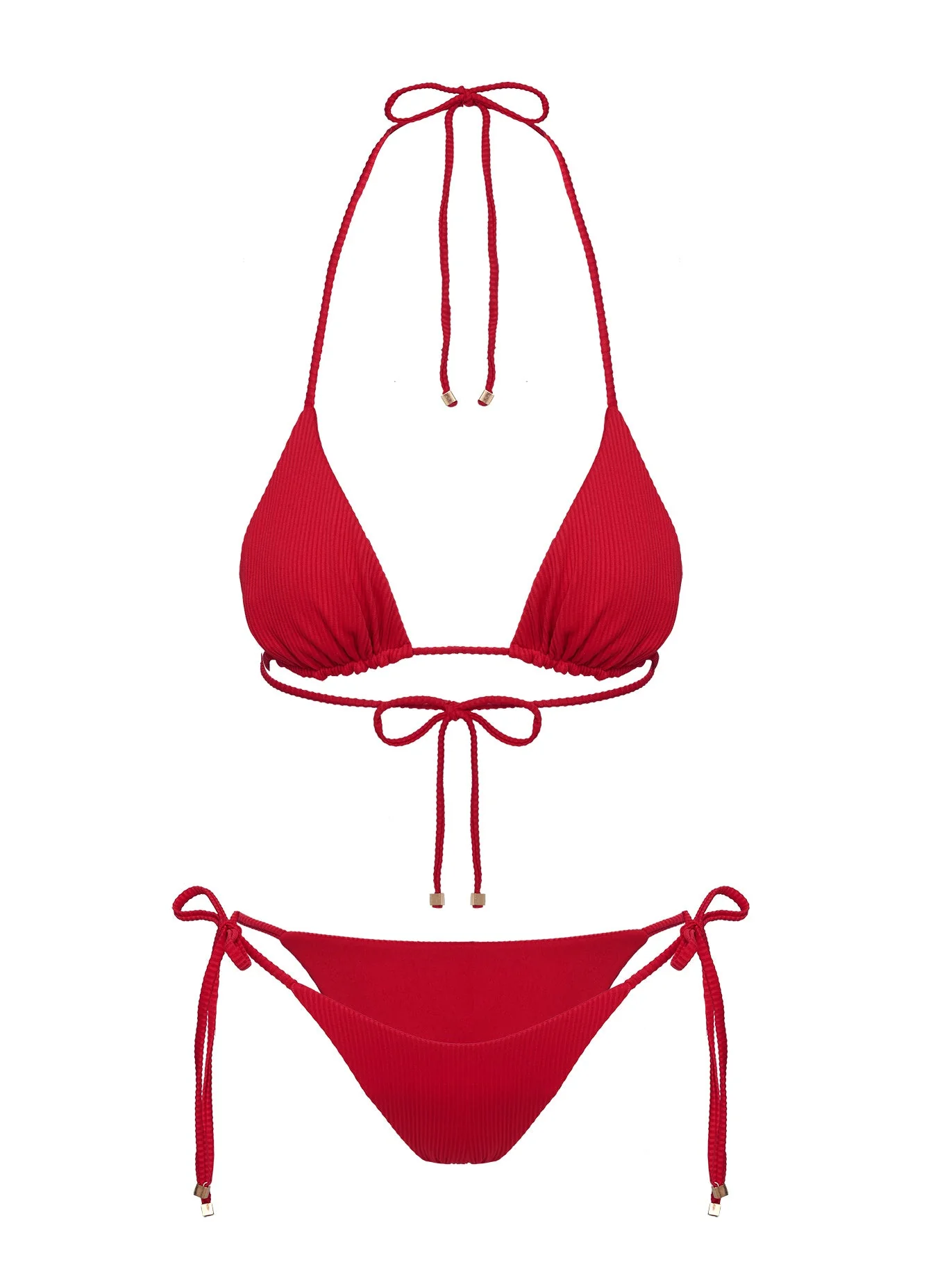 Nevaeh Triangle Ribbed Bikini Top Red - Image 7