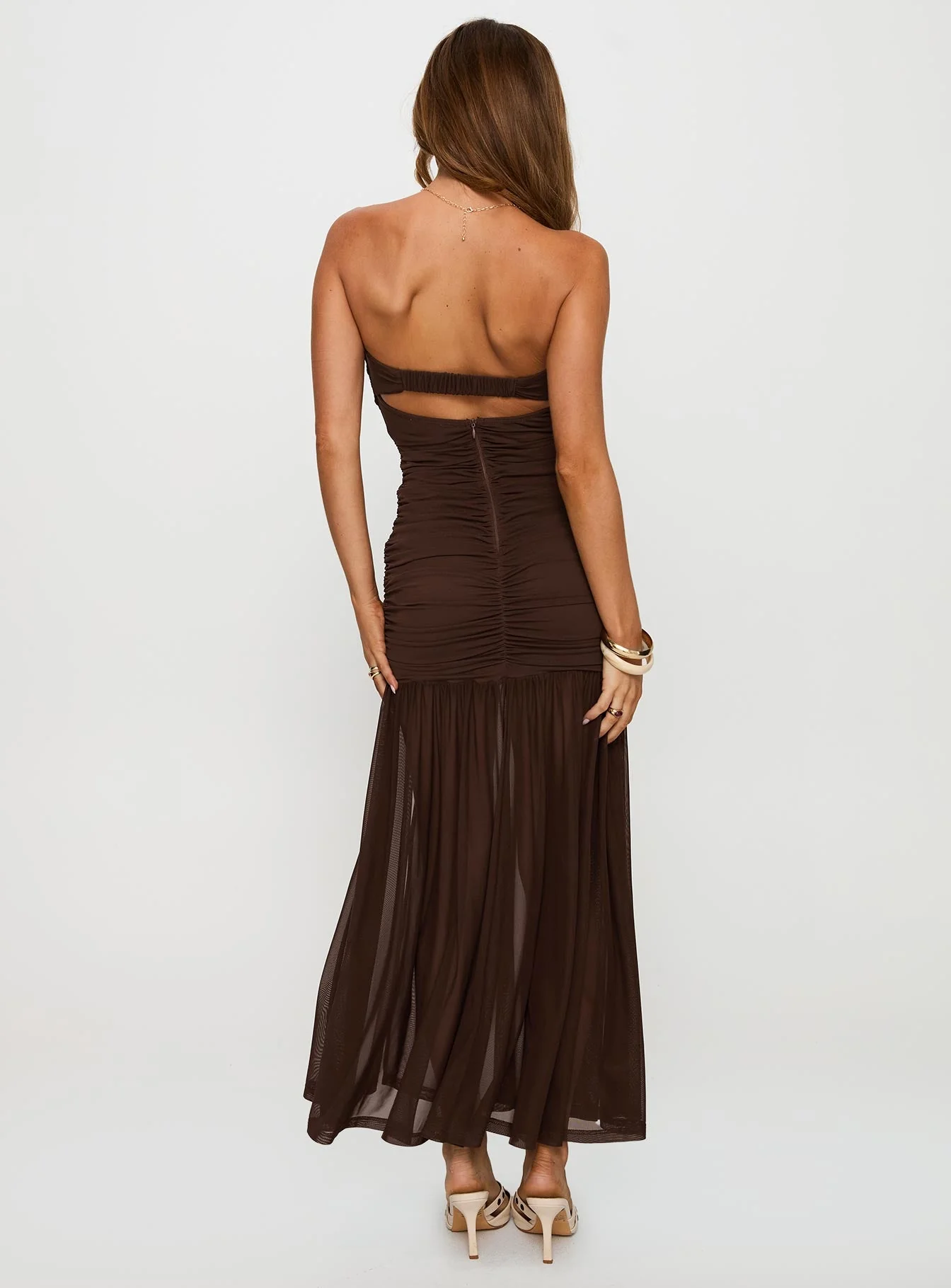 Nevena Strapless Maxi Dress Brown - Image 5