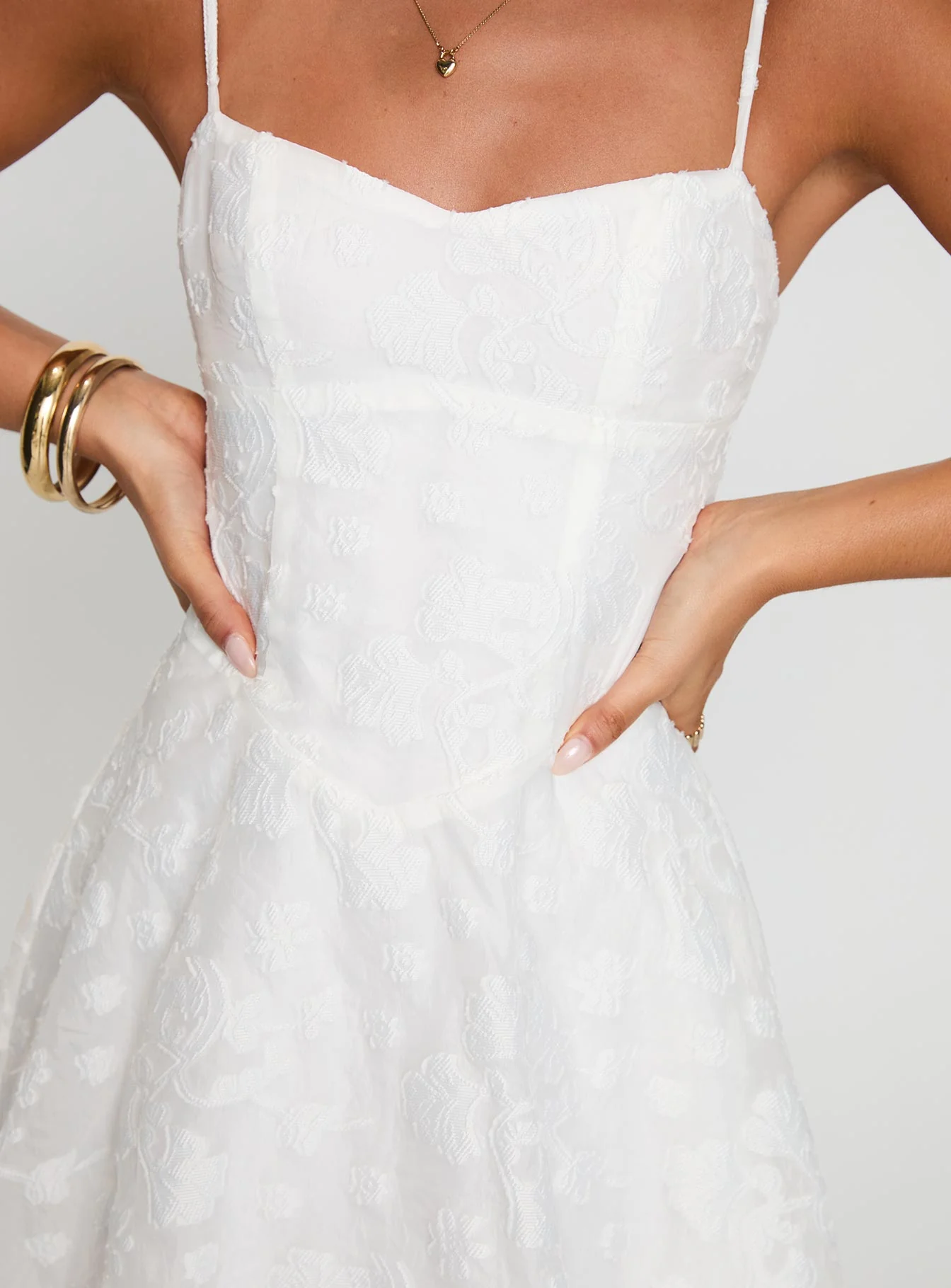 New Chapters Broderie Mini Dress White - Image 6