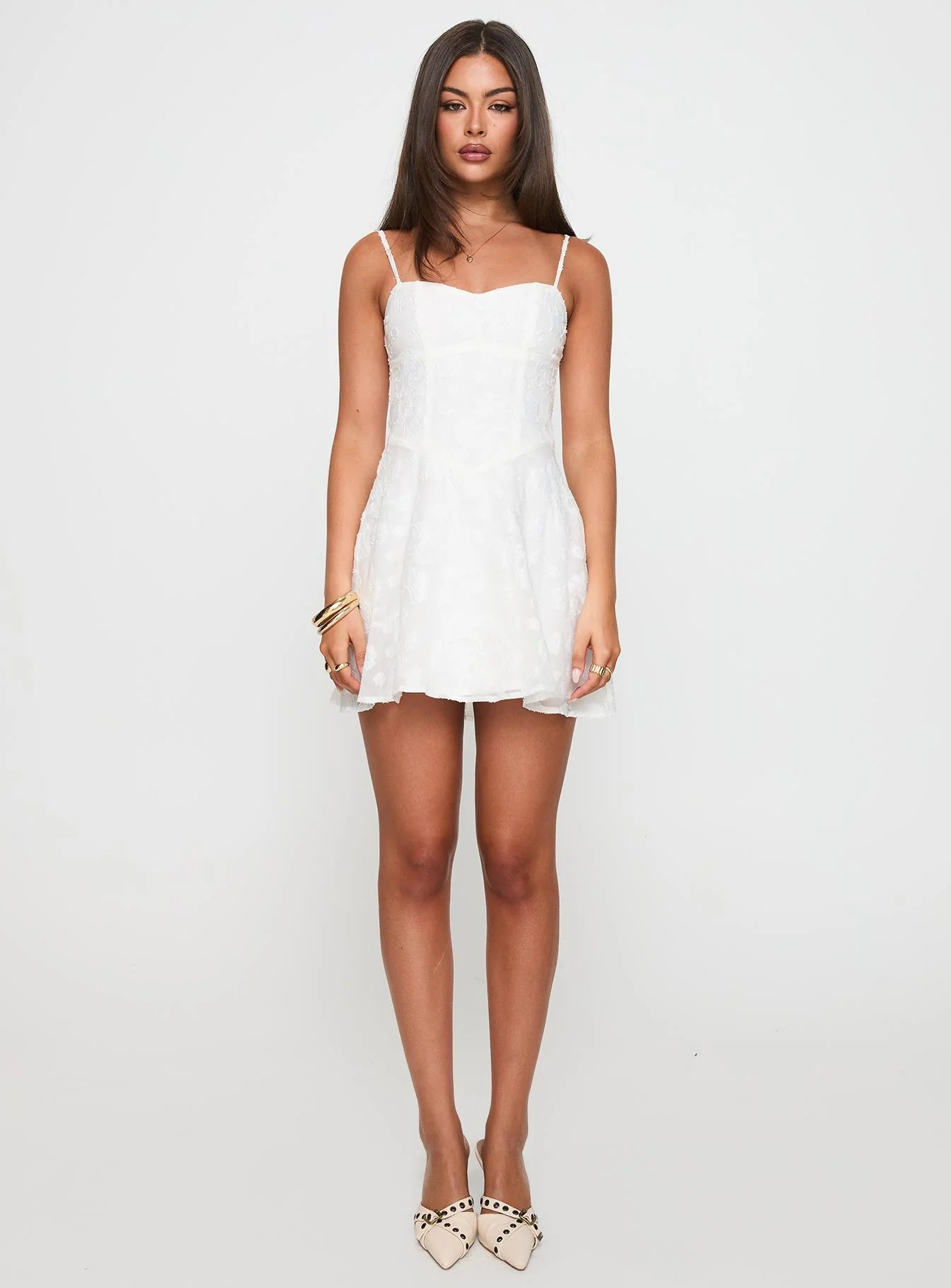 New Chapters Broderie Mini Dress White - Image 7