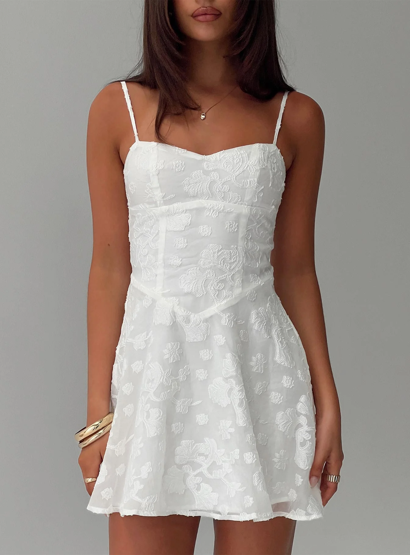 New Chapters Broderie Mini Dress White - Image 8