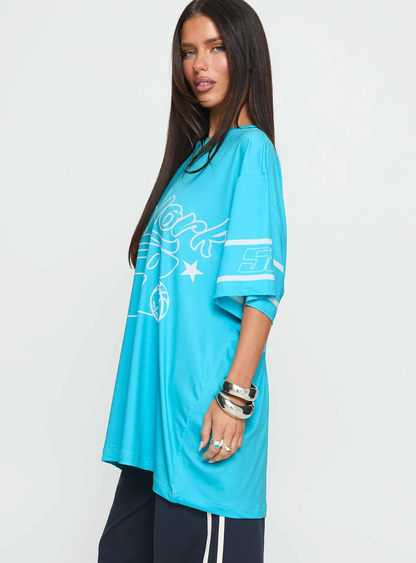 New Yorker 58 Oversized Graphic Jersey Tee Blue - Image 3
