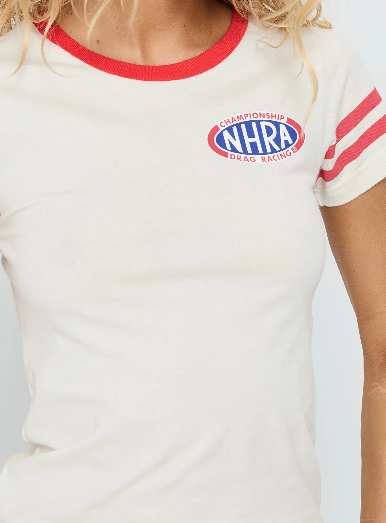 Nhra Championship Ringer Graphic Top White - Image 6