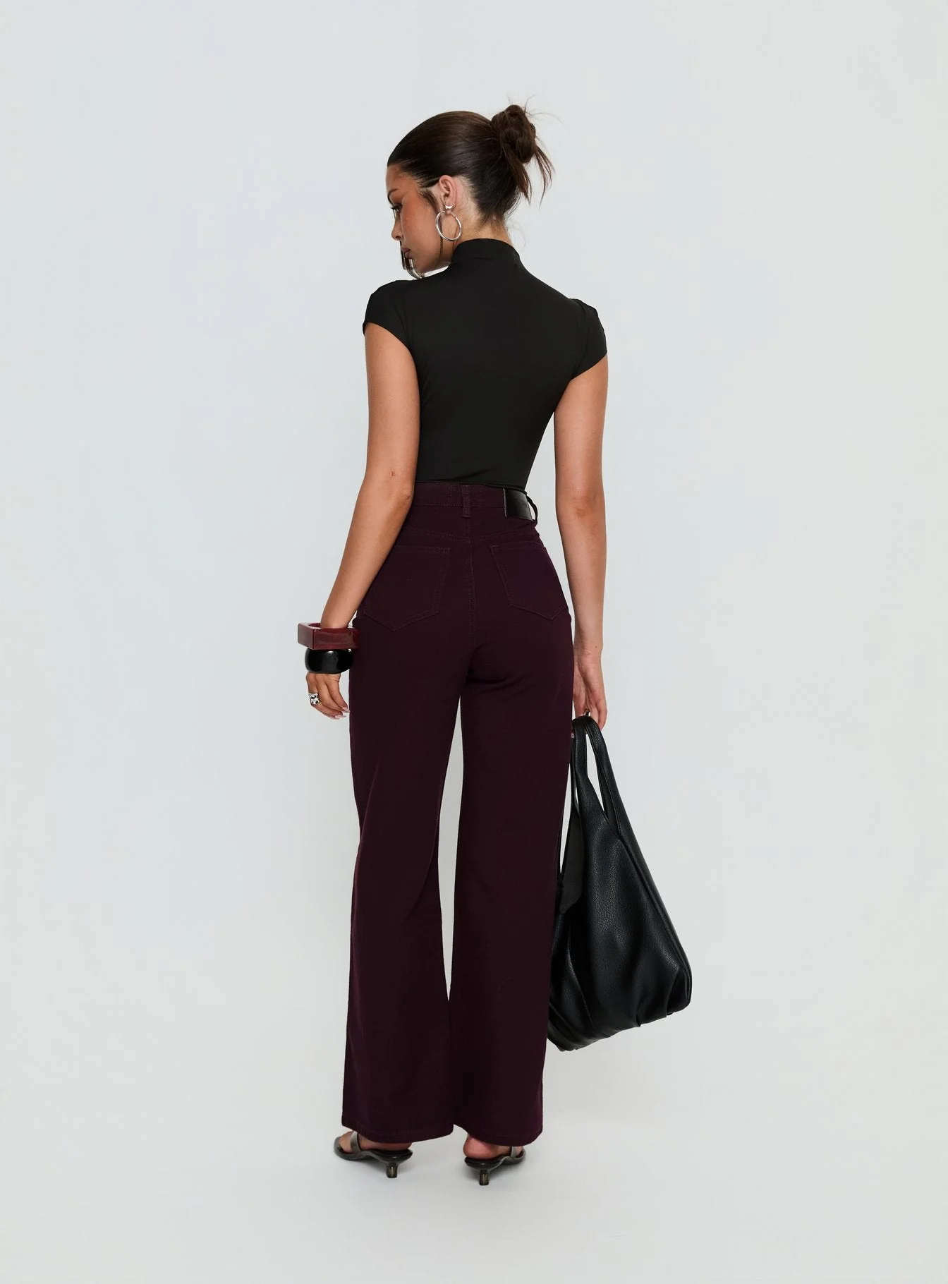 Nicolo High Rise Straight Leg Jeans Currant - Image 4