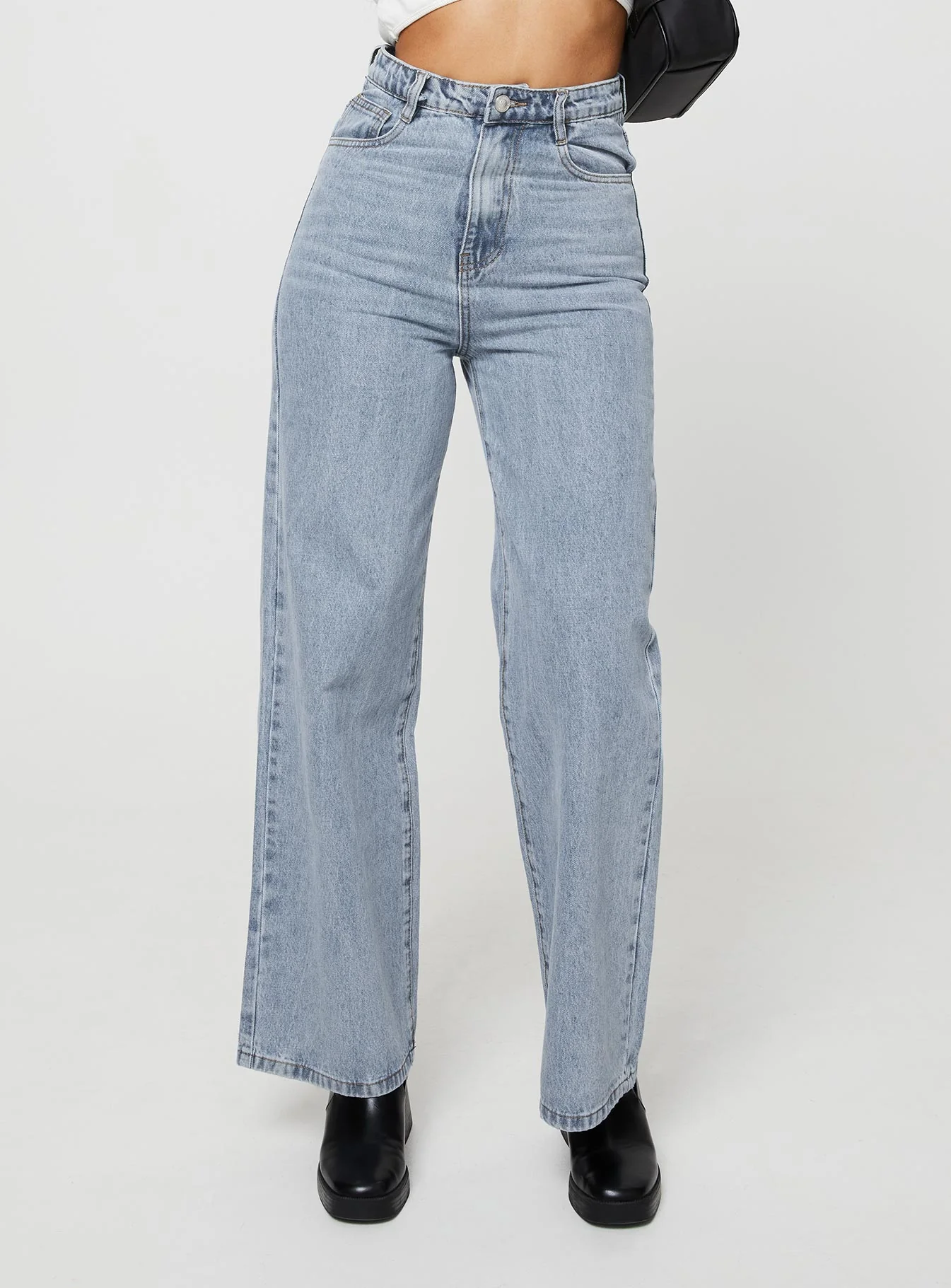 Nicolo High Rise Straight Leg Jeans Light Blue Wash - Image 2