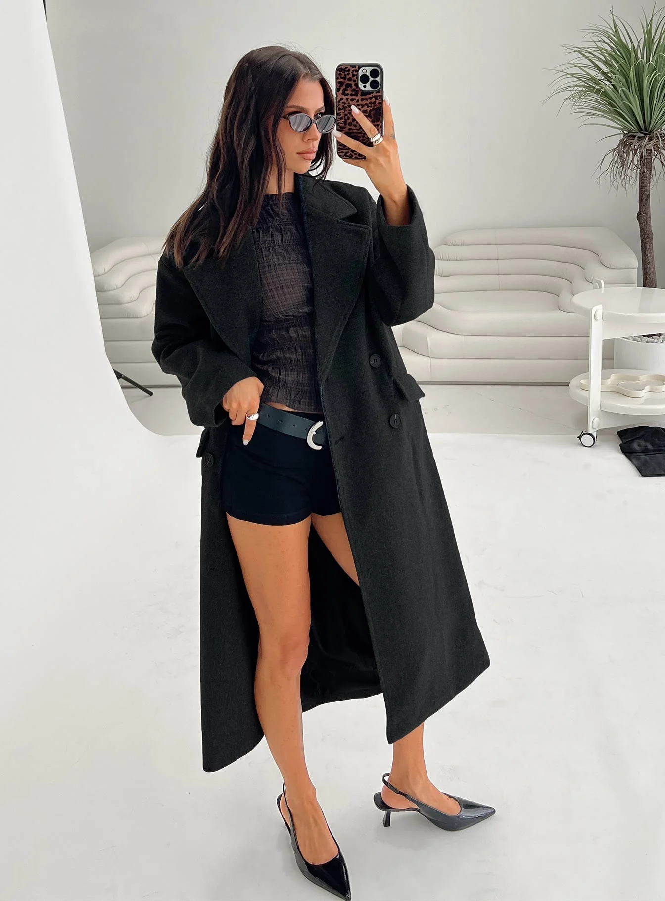 Night Shift Trench Coat Dark Grey - Image 8
