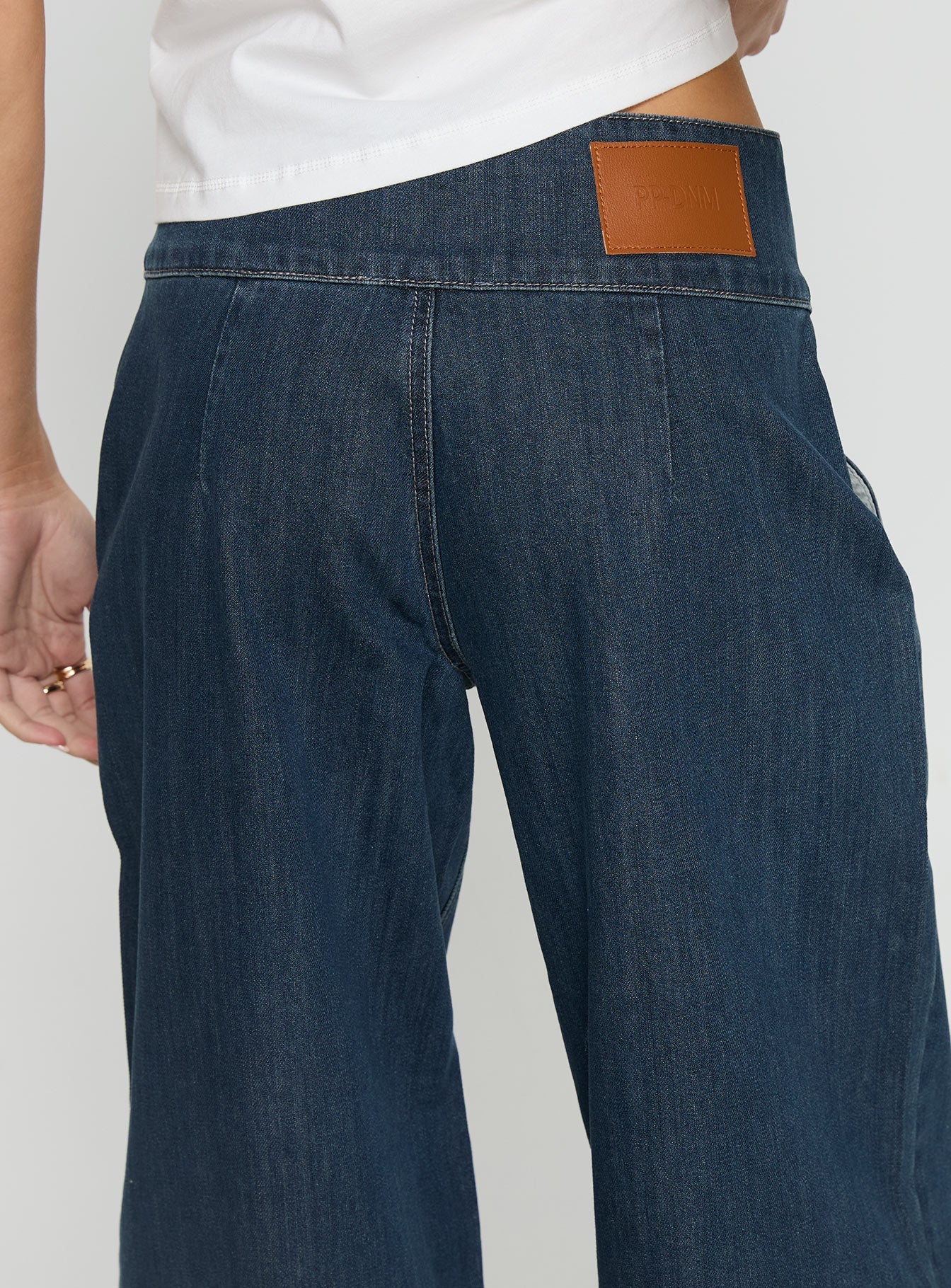 Nikoletta Foldover Jeans Dark Wash / Check - Image 7