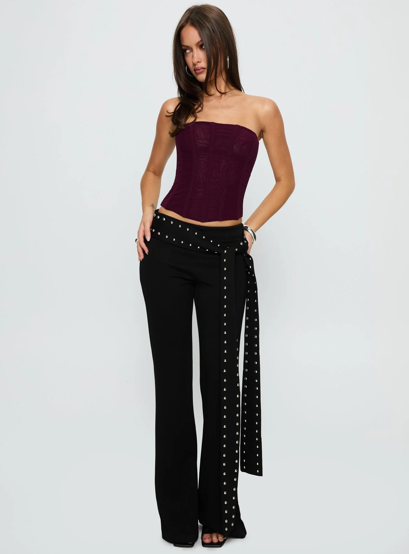 Nikolia Studded Wrap Belt Pants Black - Image 2