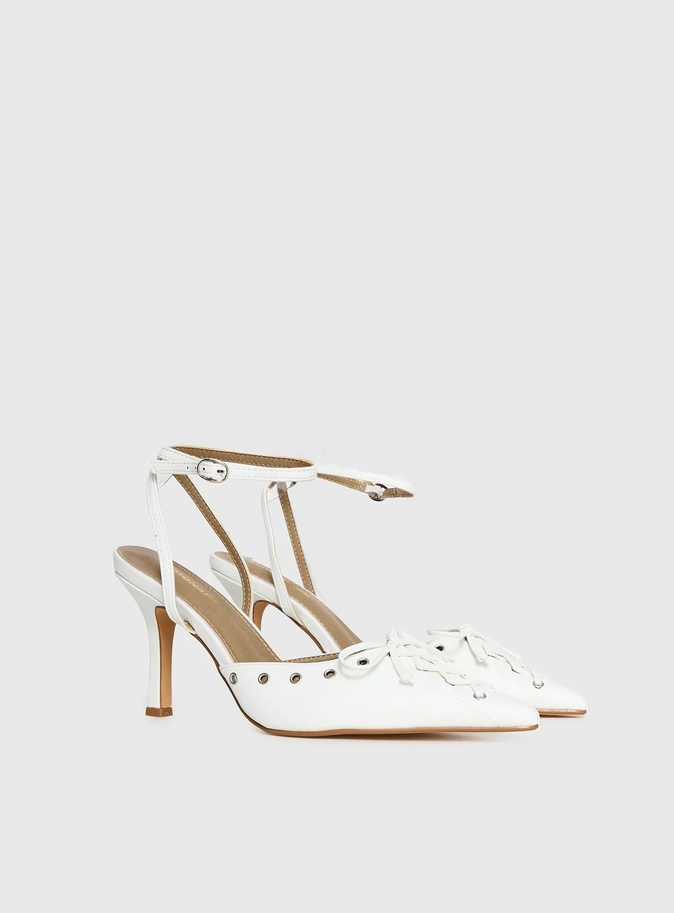 Nilah Pointed Toe Heels White - Image 3
