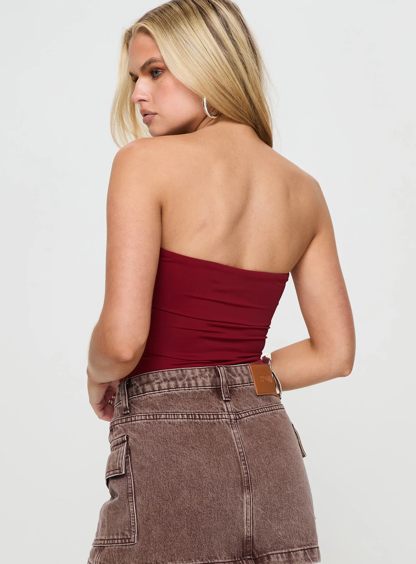Niner Strapless Bodysuit Burgundy Petite - Image 5